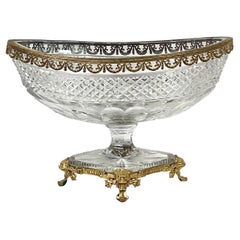 Bronze Dore Mounted Crystal Baccarat Style Centerpiece