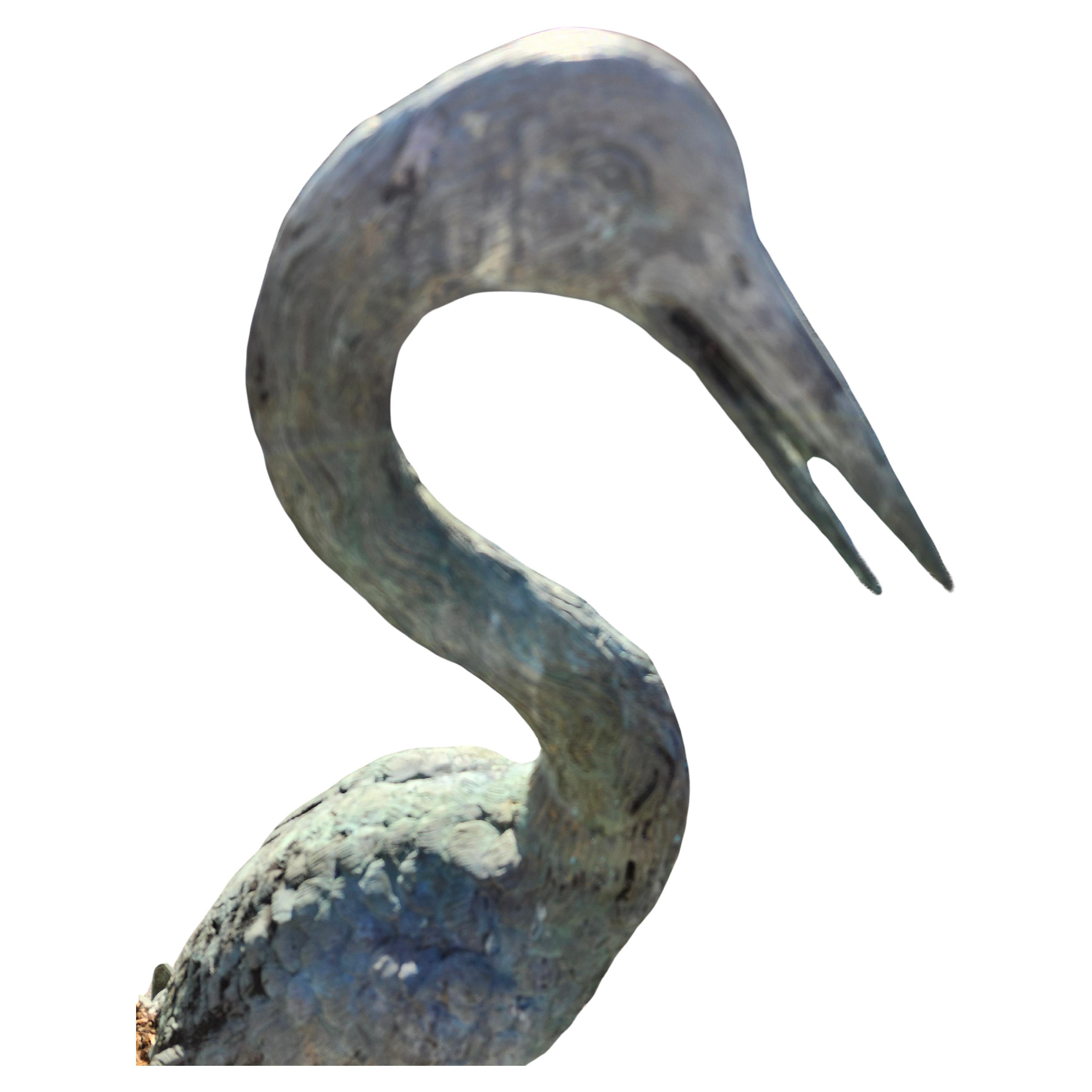 italien Bronze Double Bodied Garden Water Fountain with Heron & Egret C1980 en vente