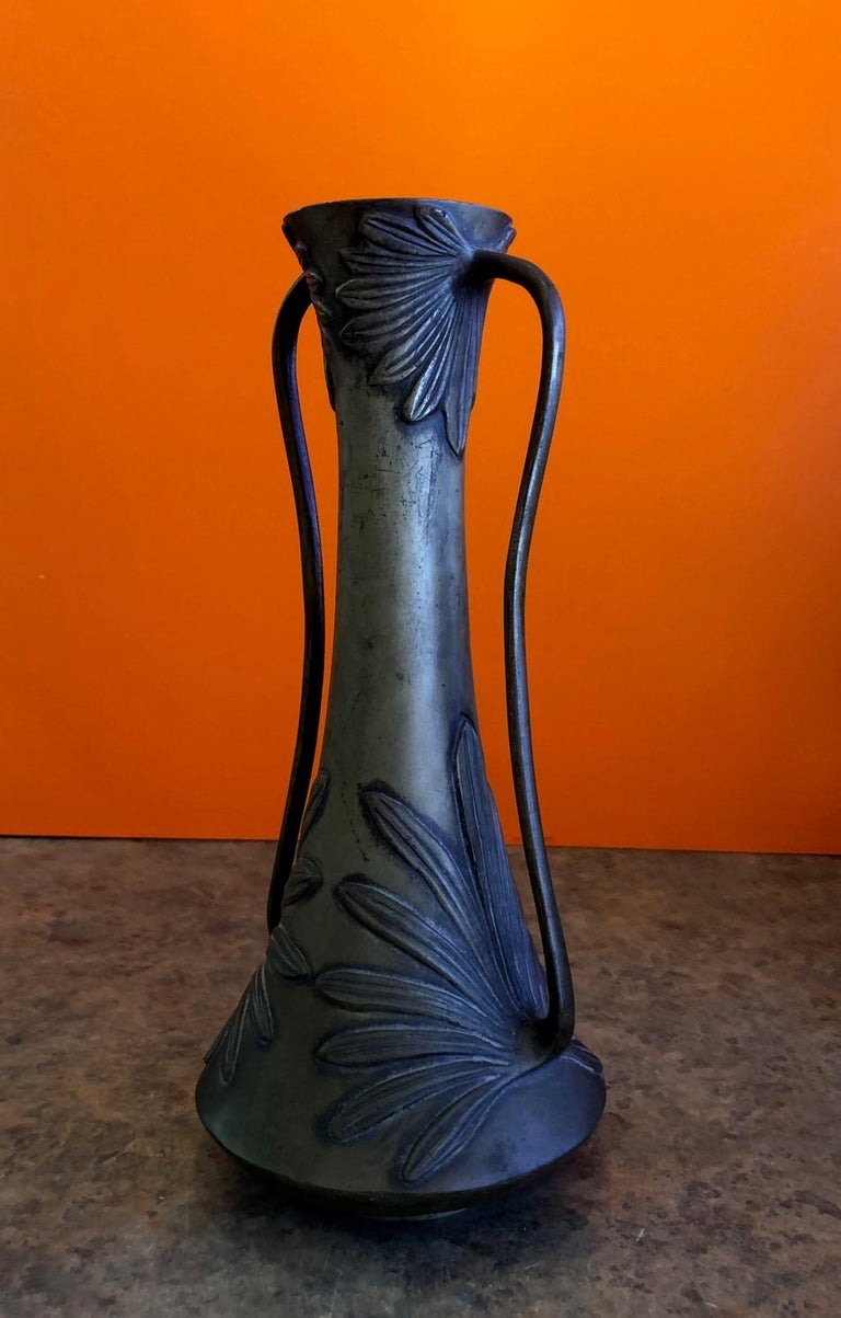 Bronze Double Handle Floral Relief Vase For Sale at 1stDibs double