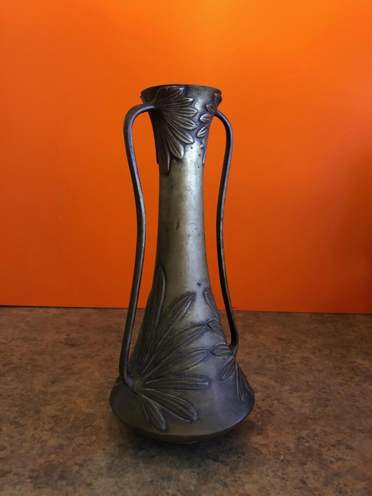 Bronze Double Handle Floral Relief Vase For Sale at 1stDibs double