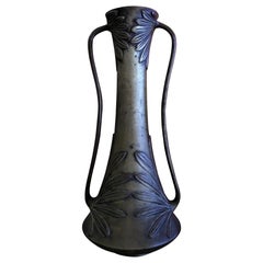 Bronze Double Handle Floral Relief Vase