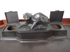 Bronze Double Inkwell Made and Signed by S Puchegger