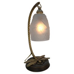 Bronze Dragonfly Art Deco Table Lamp by Muller Freres