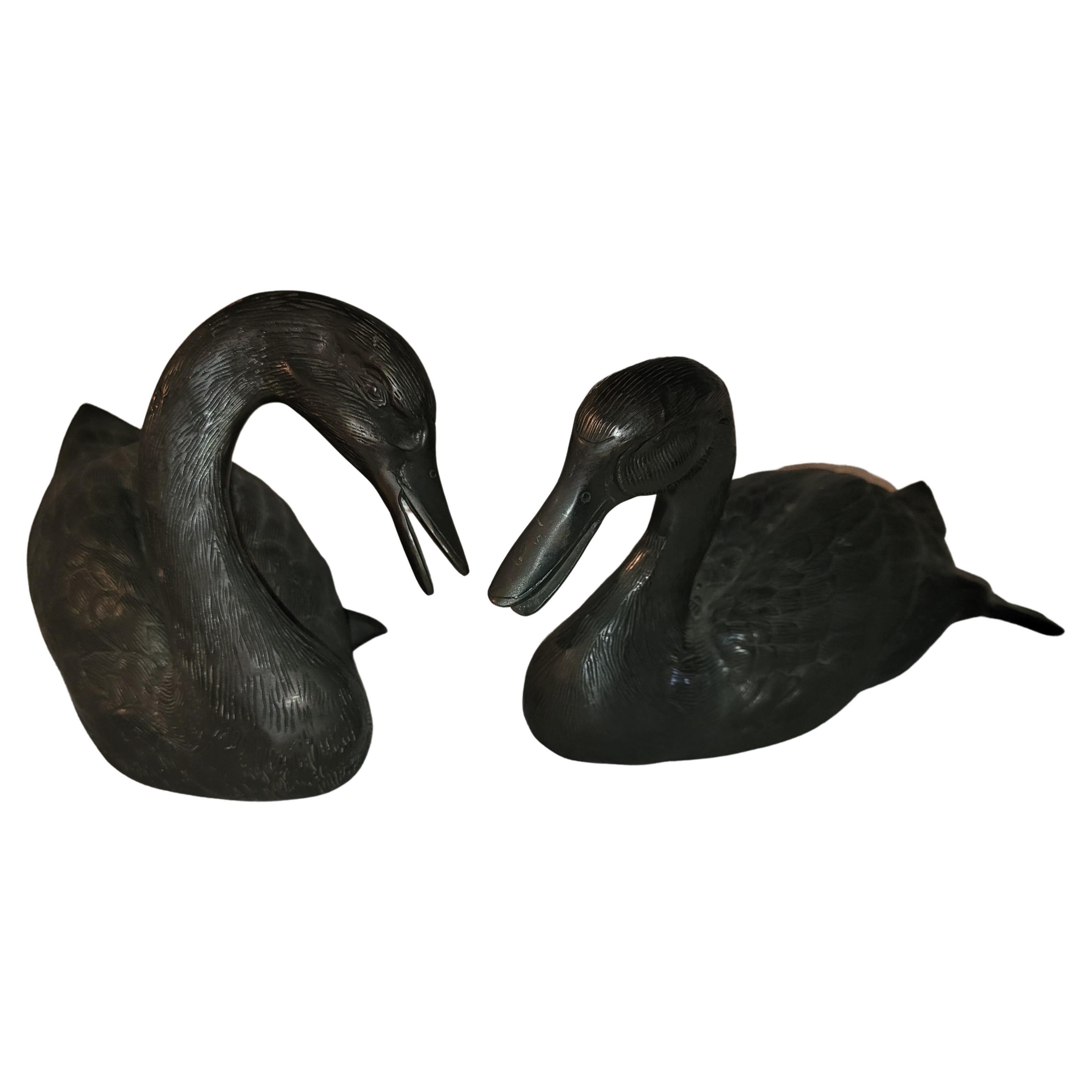 American Classical Bronze Ducks, Pair