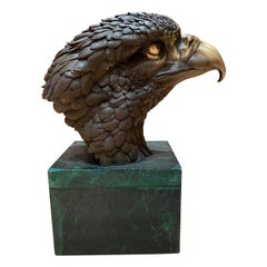 Bronze Eagle Head Sculpture, 20th Century