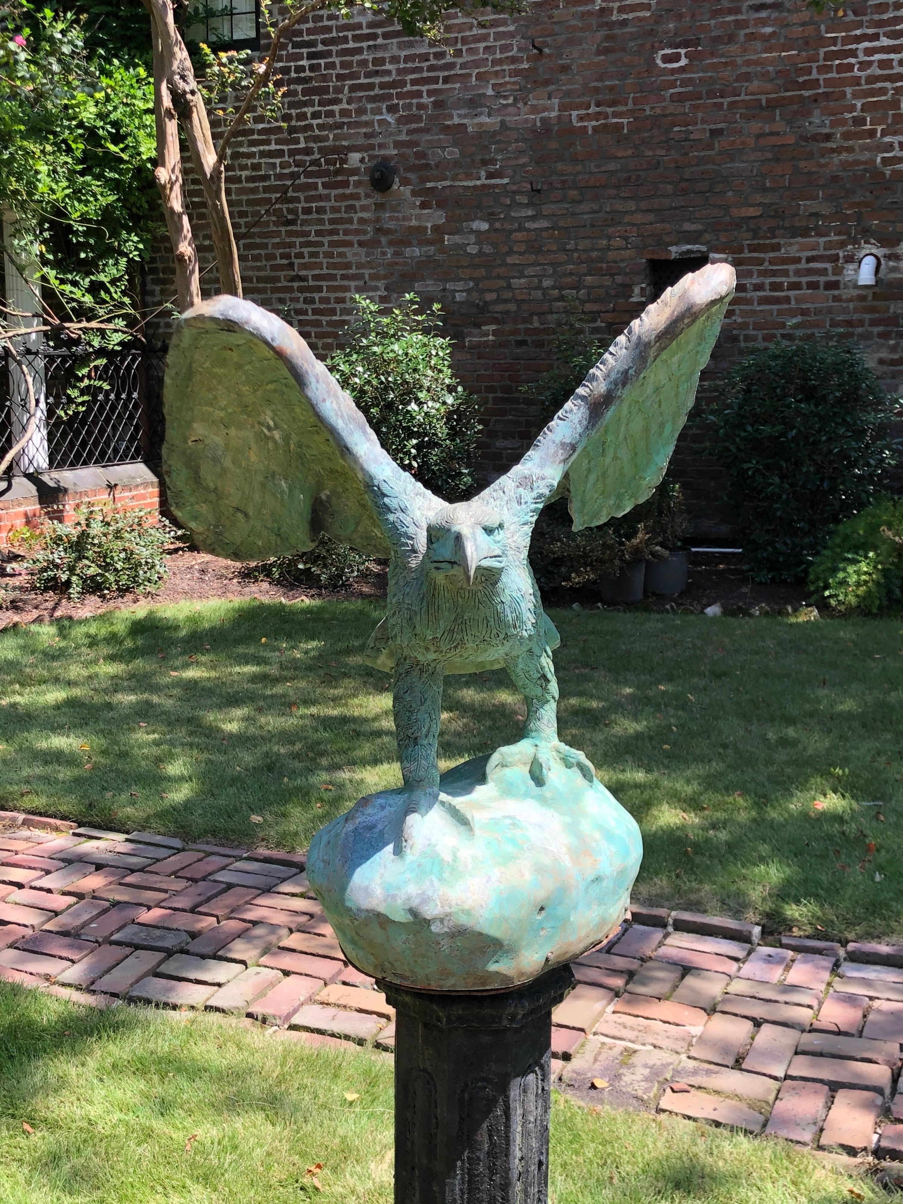 Bronze Eagle on Iron Pedestal Attributed J.W. Fiske, Late 19th Century For Sale 1