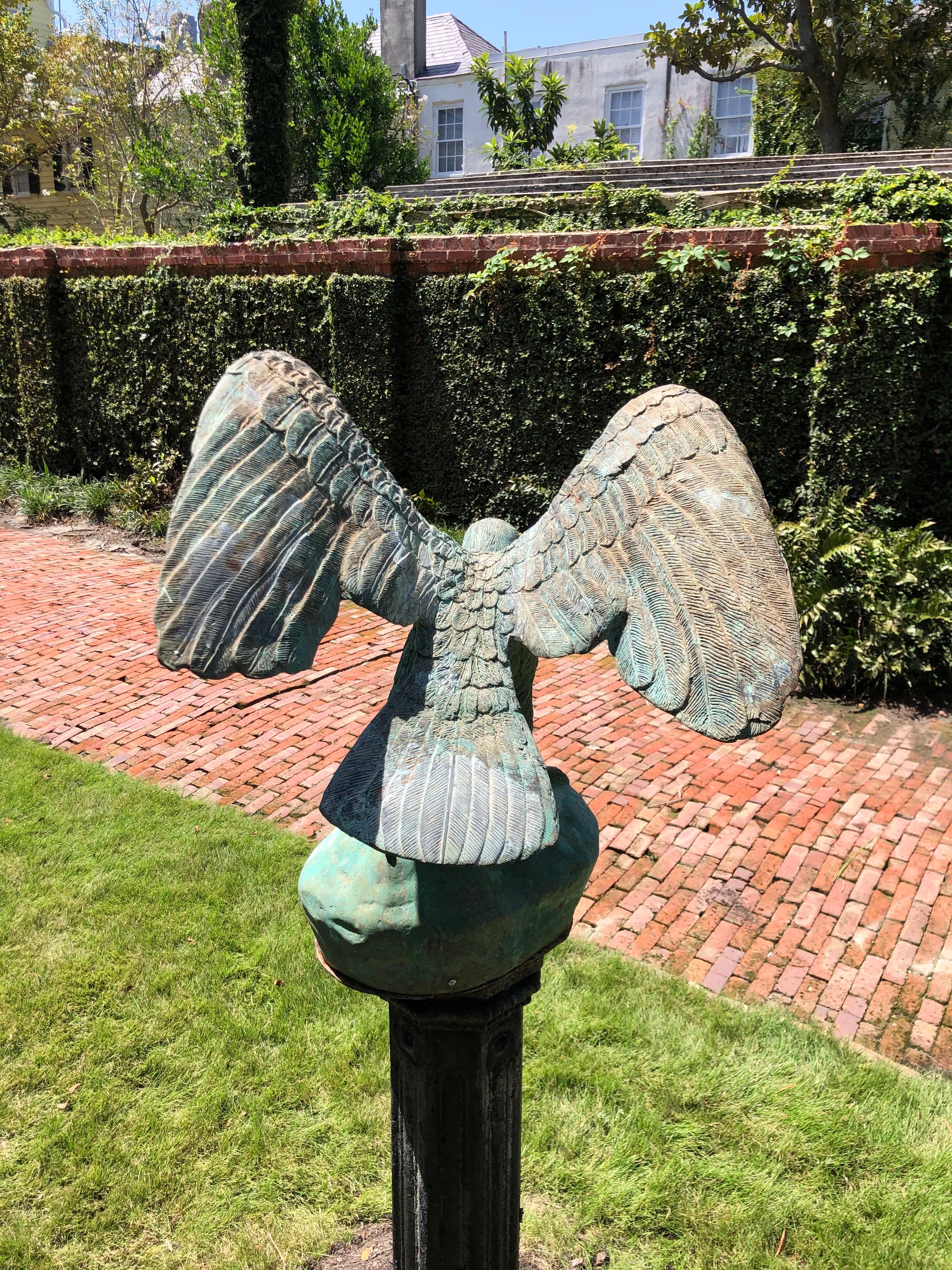 Bronze Eagle on Iron Pedestal Attributed J.W. Fiske, Late 19th Century For Sale 3