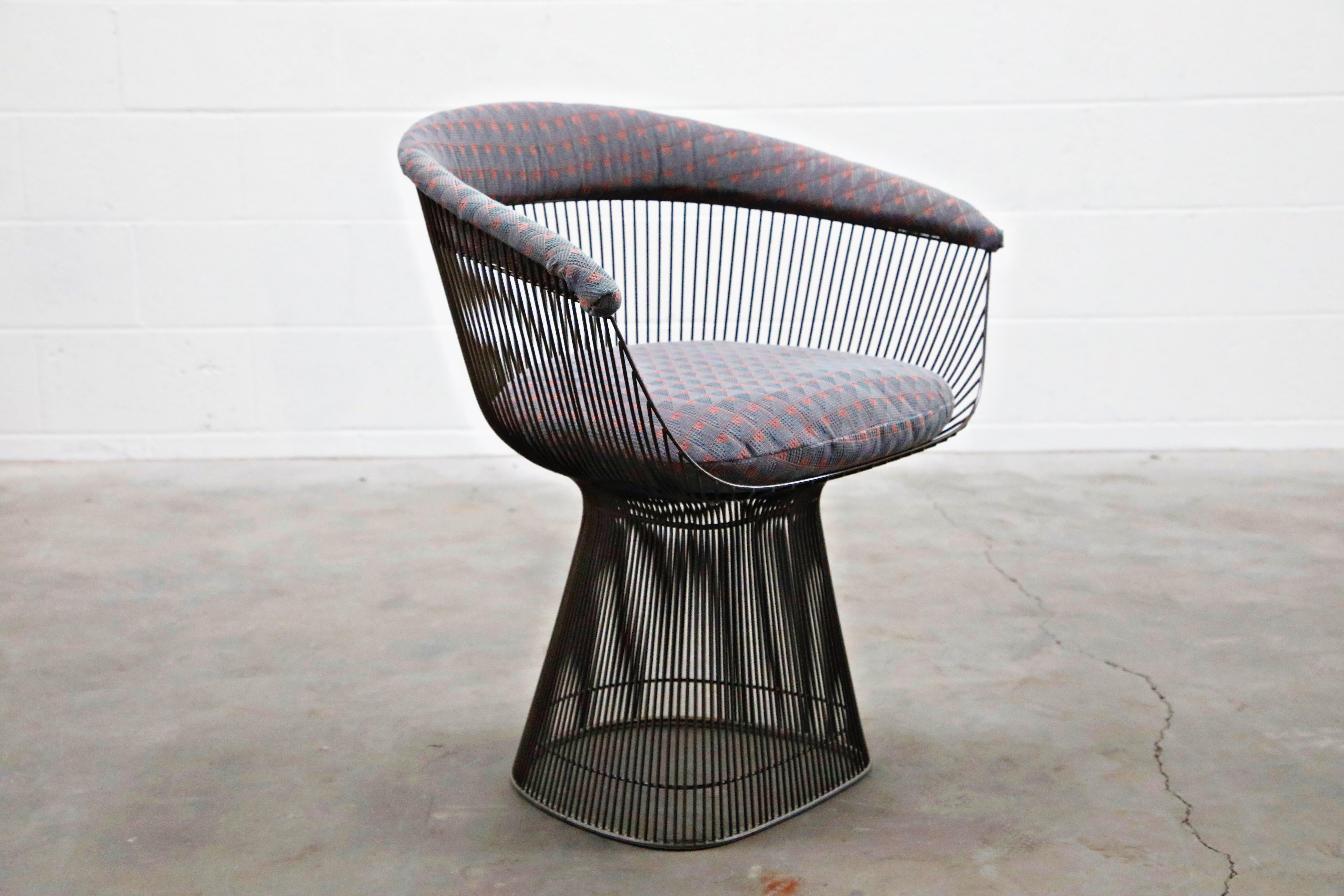 Bronze Early Production Warren Platner for Knoll International Armchairs, Signed 4