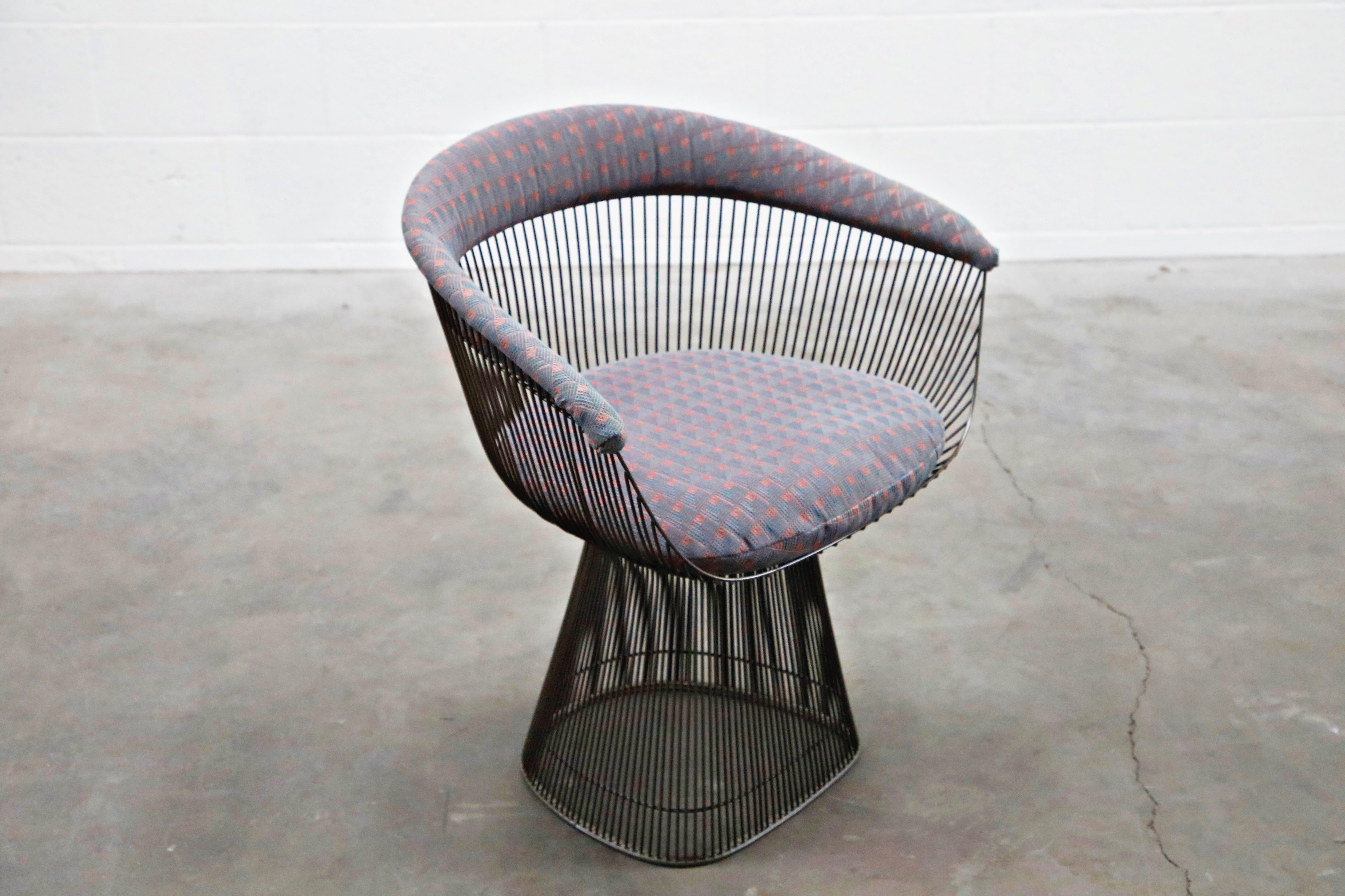 Bronze Early Production Warren Platner for Knoll International Armchairs, Signed 5