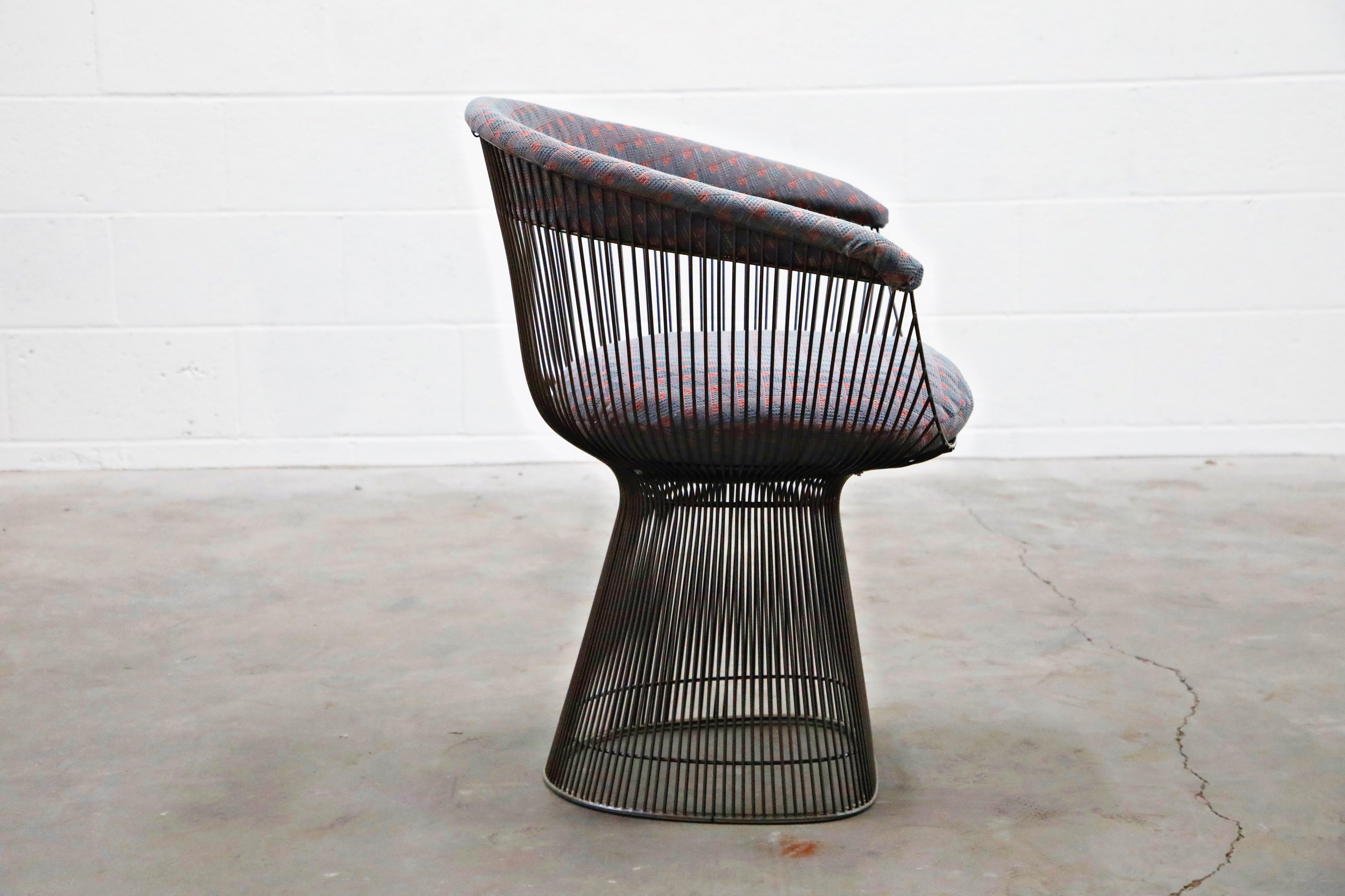 Bronze Early Production Warren Platner for Knoll International Armchairs, Signed 6