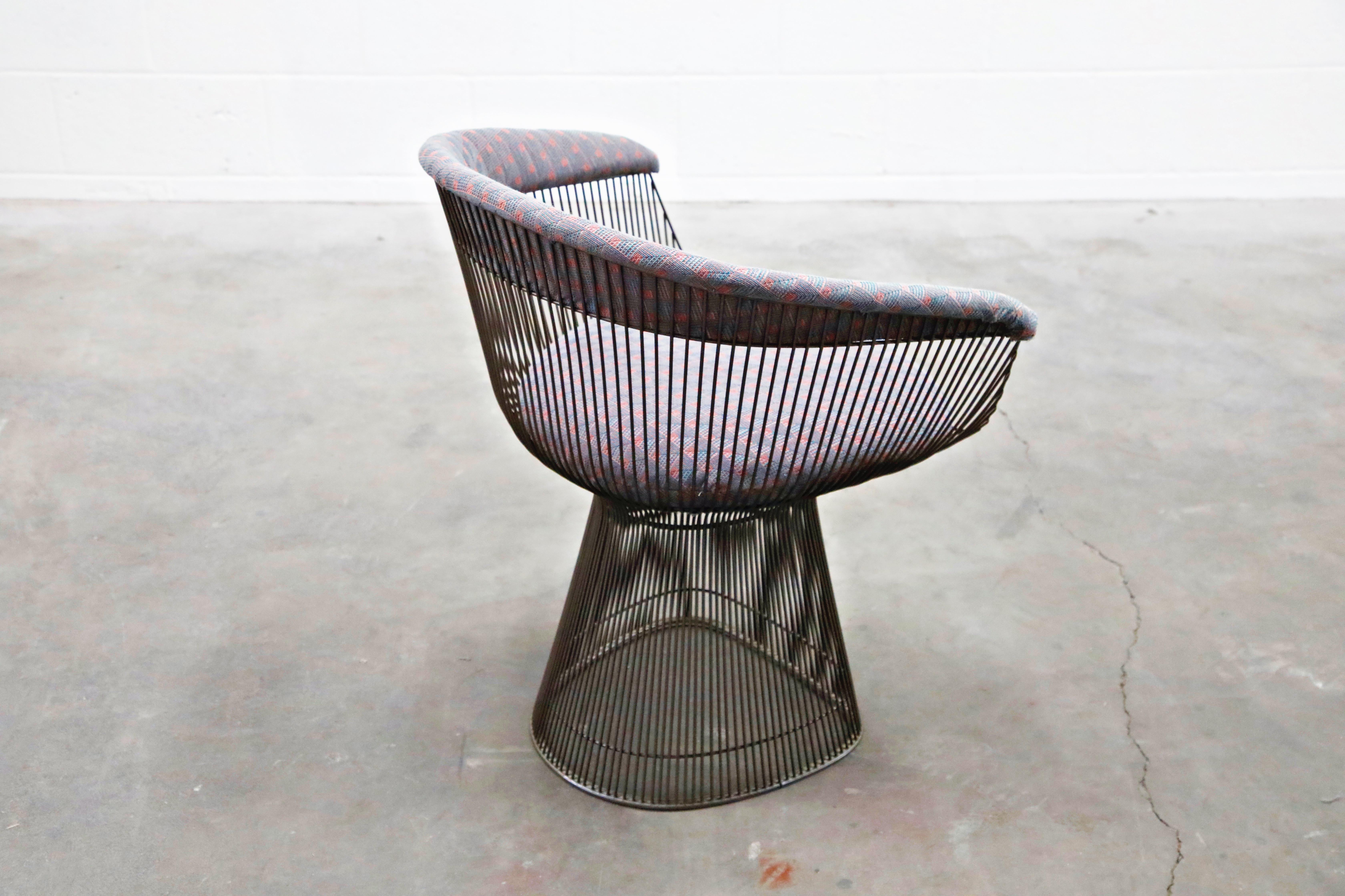 Bronze Early Production Warren Platner for Knoll International Armchairs, Signed 7