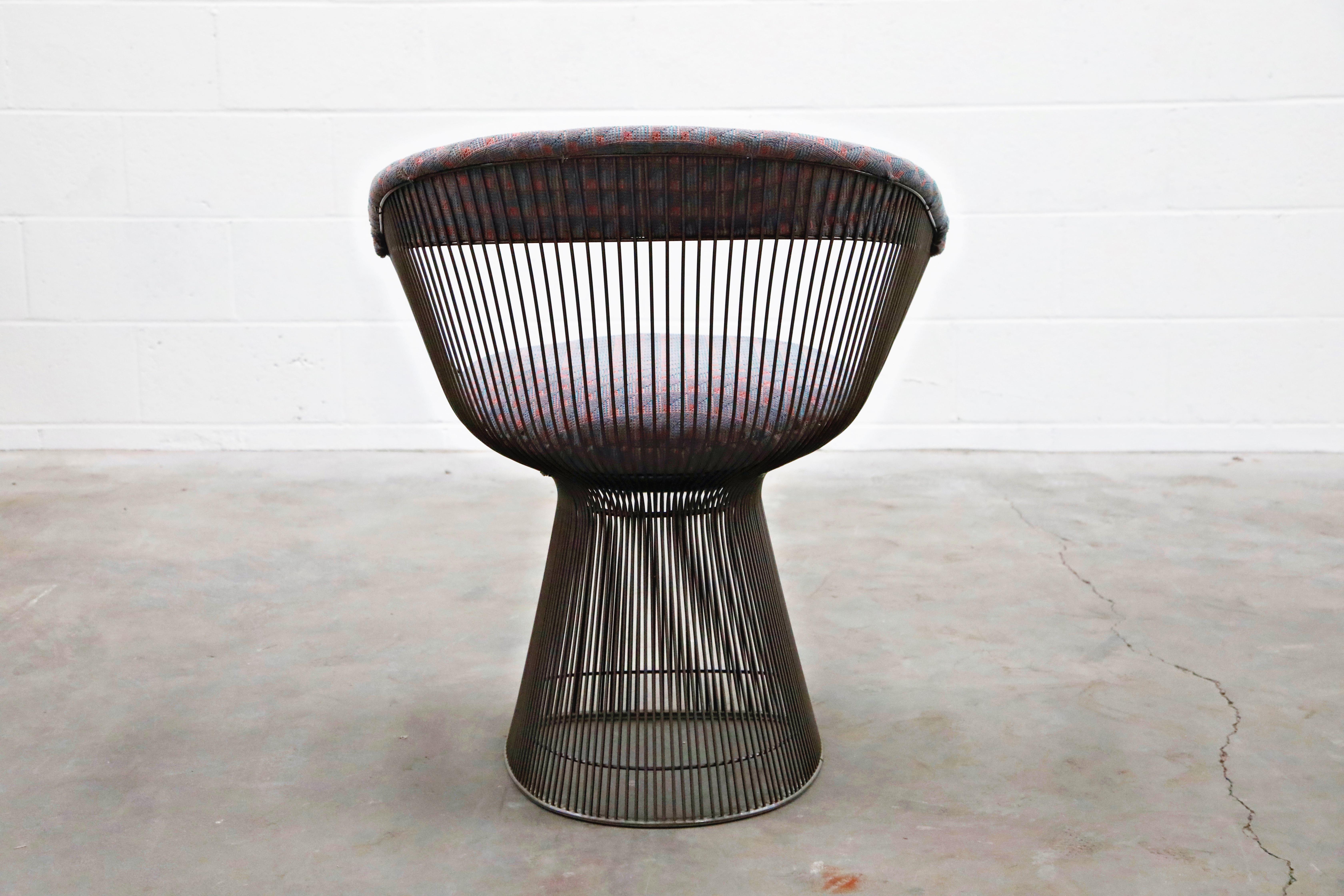 Bronze Early Production Warren Platner for Knoll International Armchairs, Signed 8