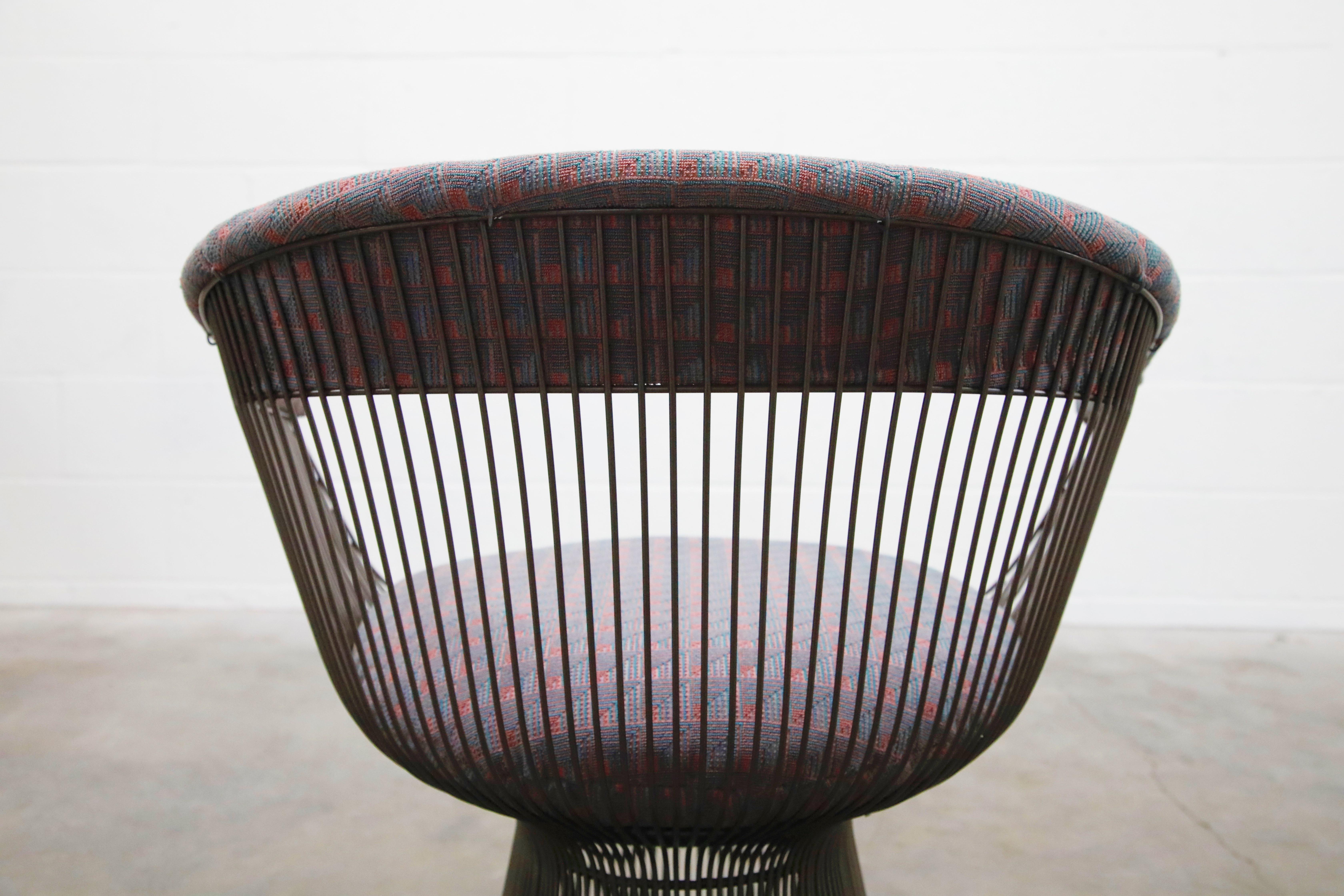 Bronze Early Production Warren Platner for Knoll International Armchairs, Signed 14