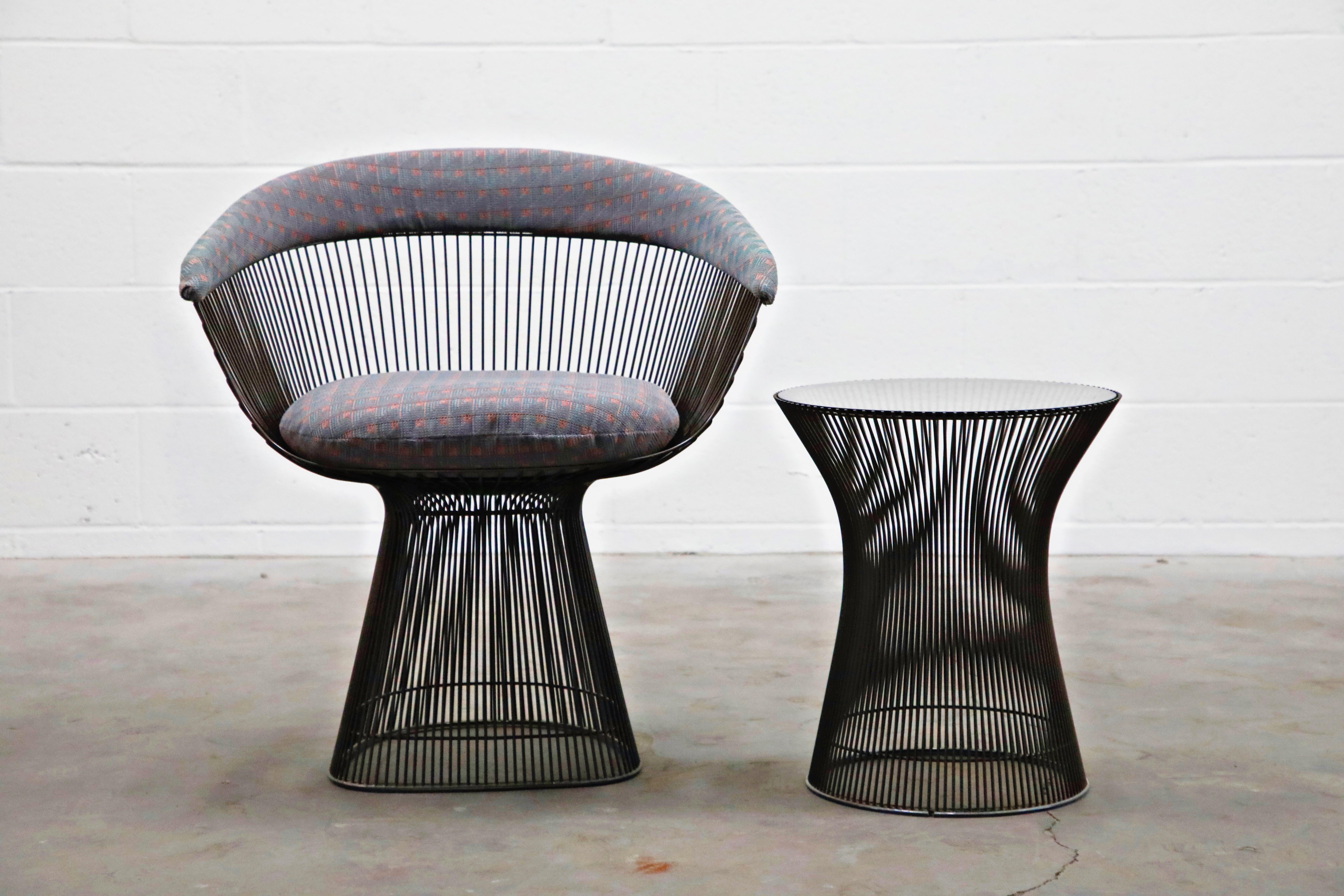 Bronze Early Production Warren Platner for Knoll International Armchairs, Signed 2
