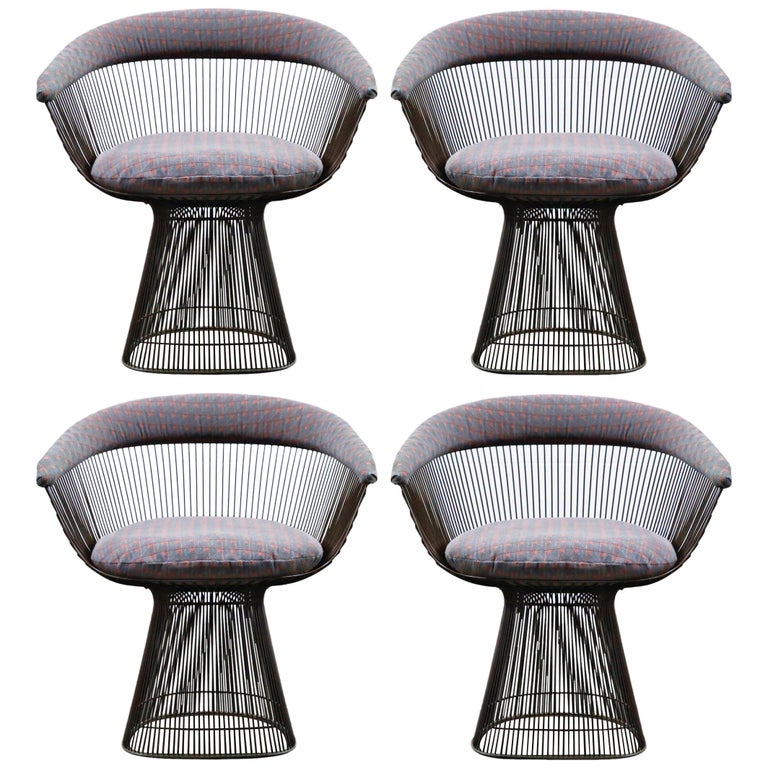 Bronze Early Production Warren Platner for Knoll International Armchairs, Signed For Sale