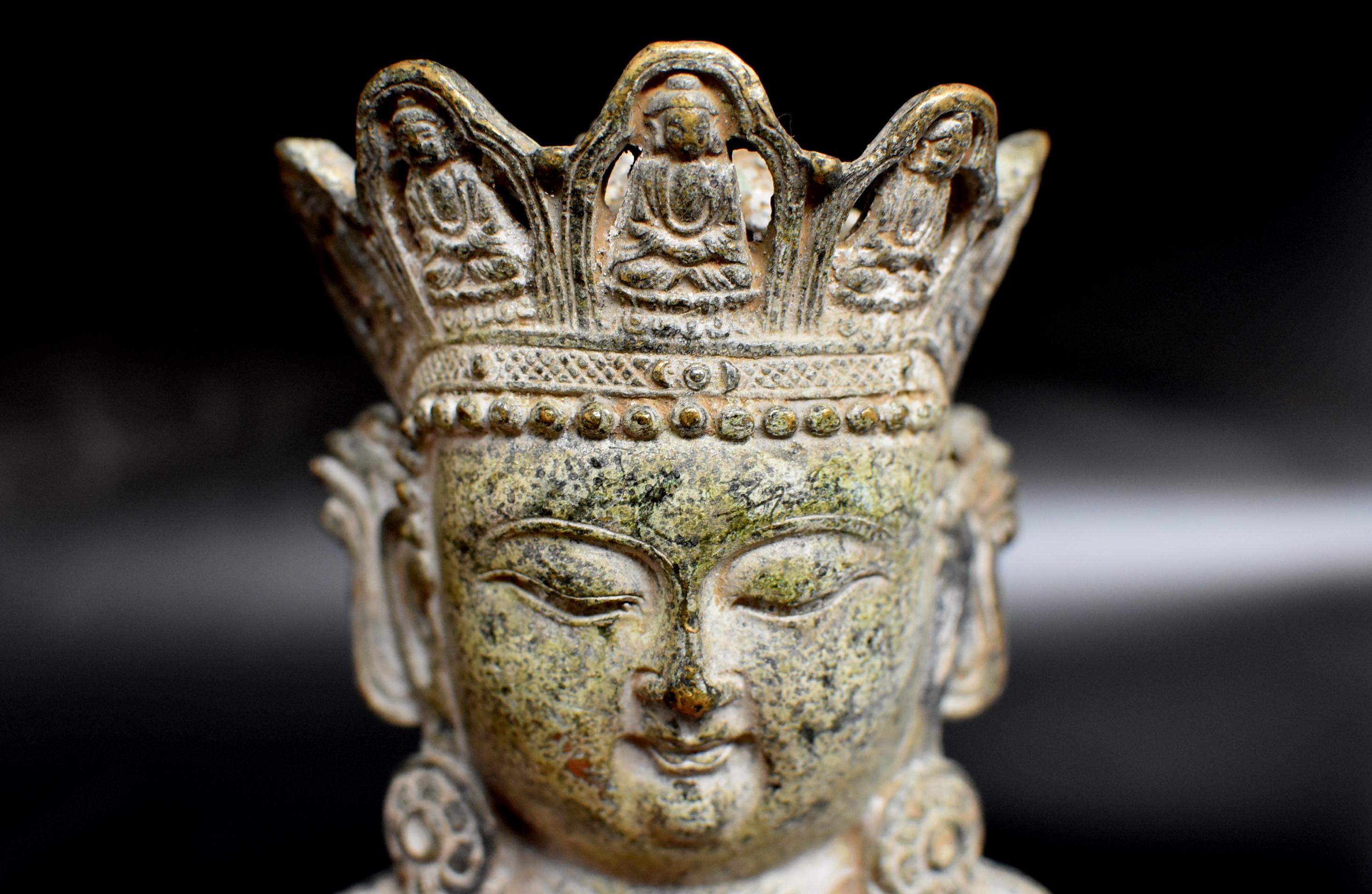 Chinese Bronze Earth Buddha on Lotus Seat