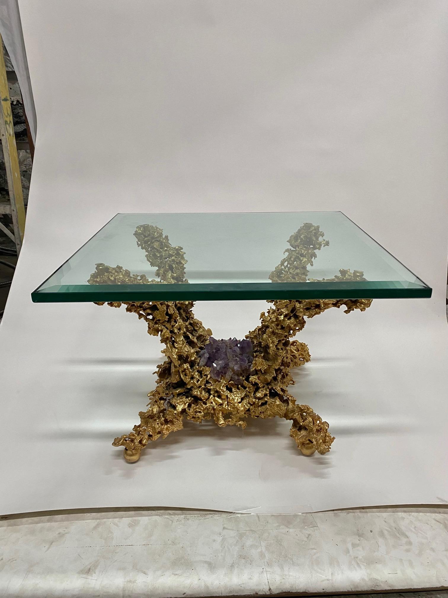 Gilt Bronze Éclaté Gilded Bronze Side Table by Claude Victor Boeltz For Sale
