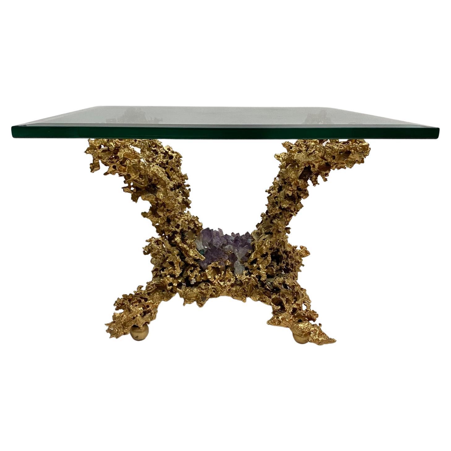 Bronze Éclaté Gilded Bronze Side Table by Claude Victor Boeltz For Sale