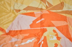 Bronze Edges with Multi Tangerines, Bronze & Yellow Silk Scarf.