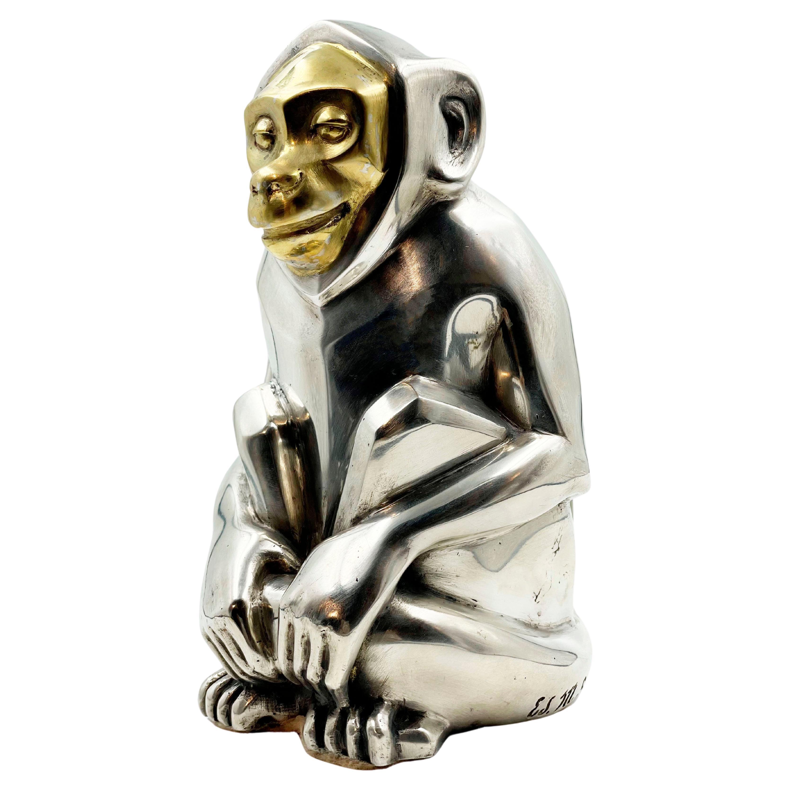 Bronze Edouard Marcel SANDOZ 1930  "Seated monkey" For Sale
