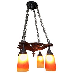 Bronze Edwardian Style 4-Arm Pan Light Chandelier