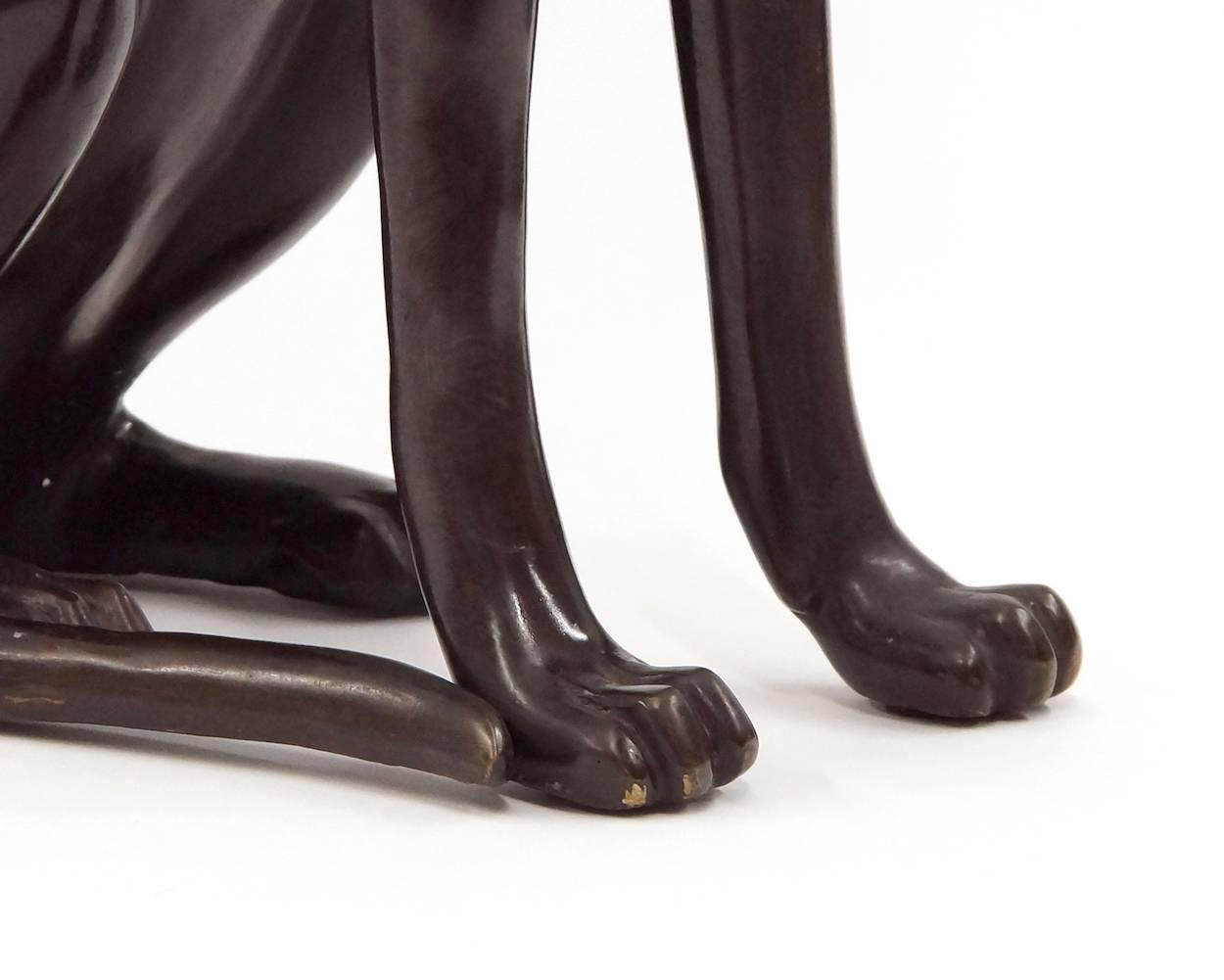 Sculpture de chat égyptien en bronze signée A. Tiot en vente 4