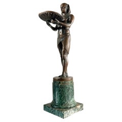 Bronze Egyptian Pharaoh Sculpture on Marble Base, c. 1940's