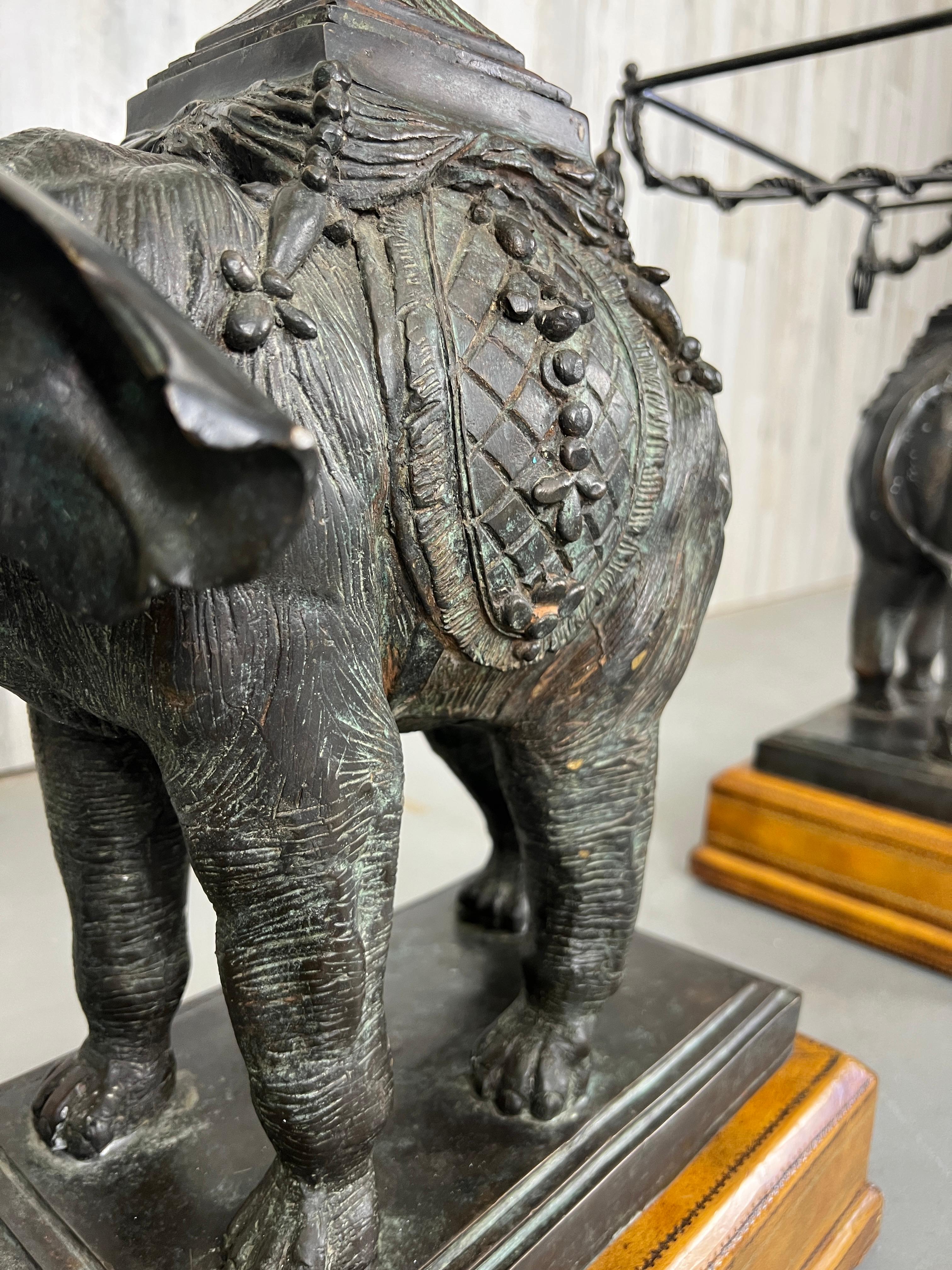 Bronze Elephant Mounted on Leather Base Side Table 10