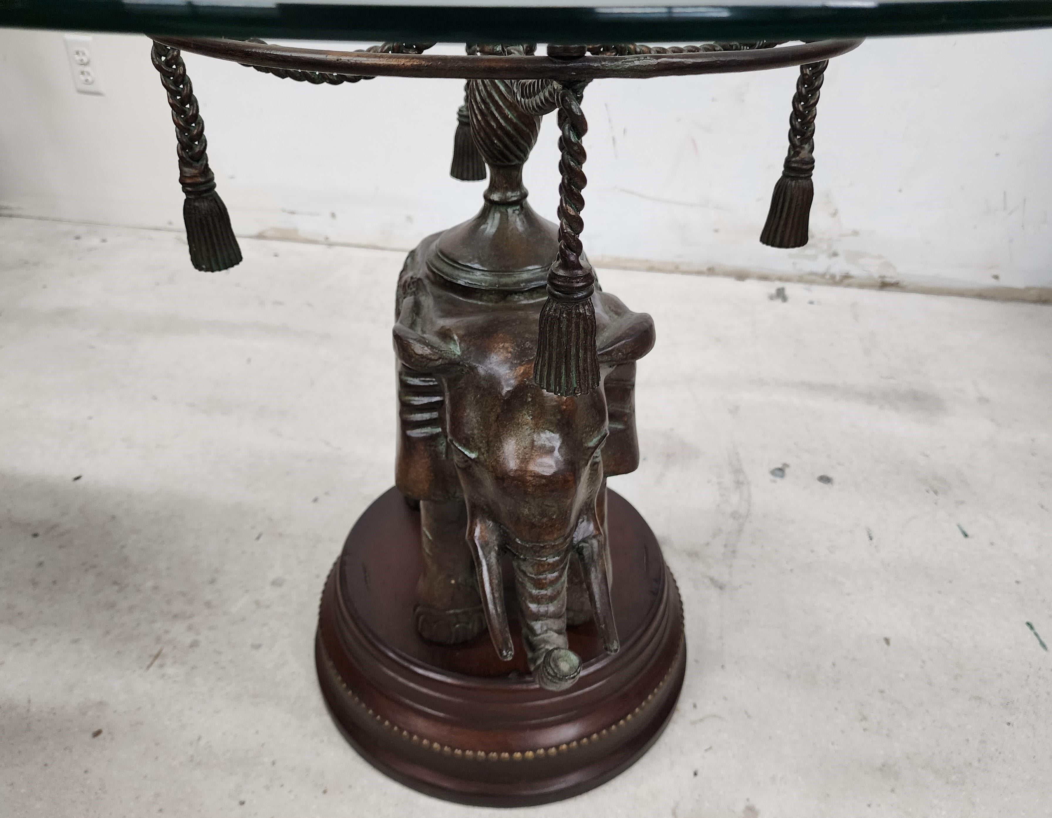 Bronze Elephant Pedestal Side Table For Sale 2