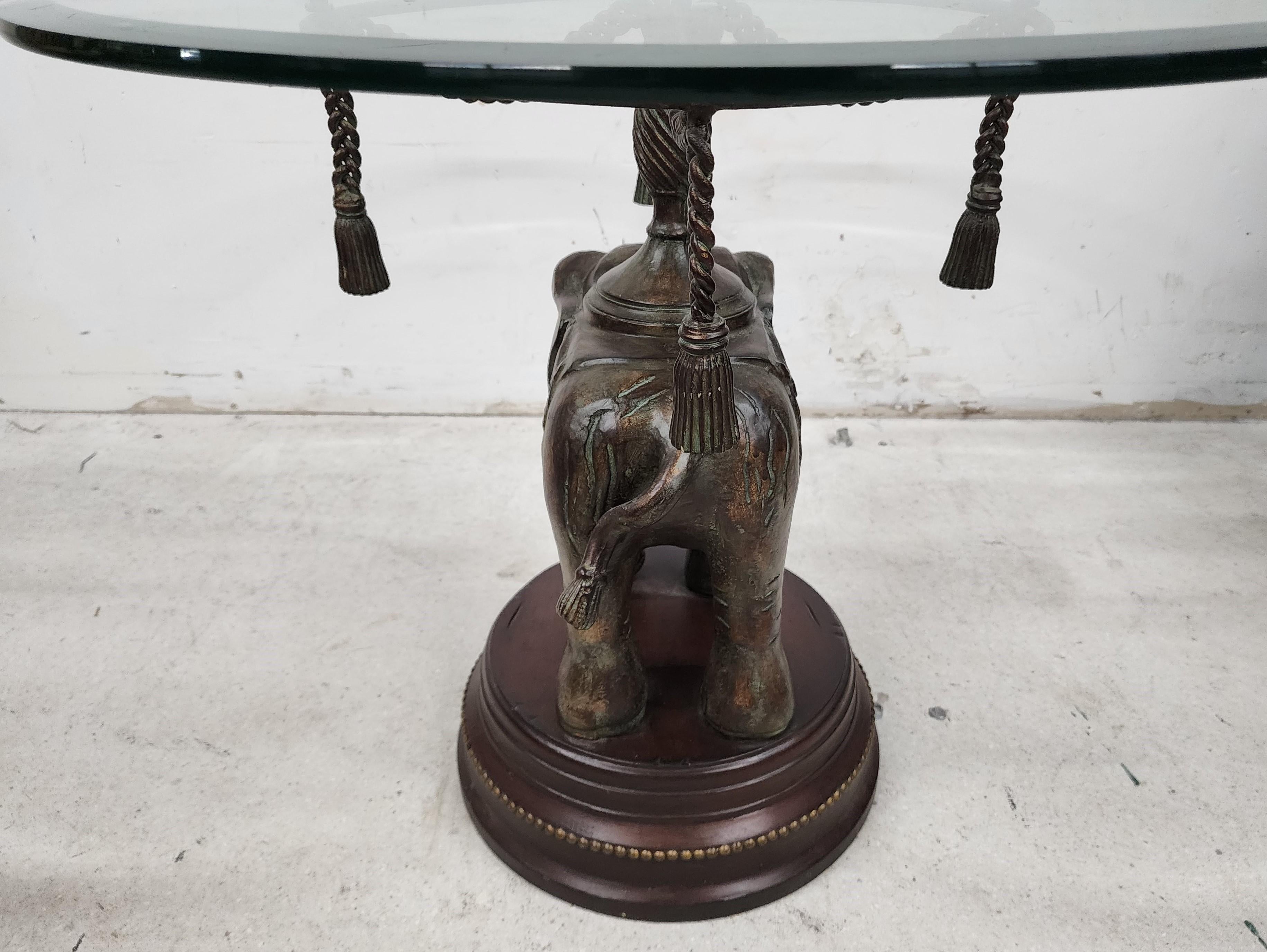 Bronze Elephant Pedestal Side Table In Good Condition For Sale In Lake Worth, FL