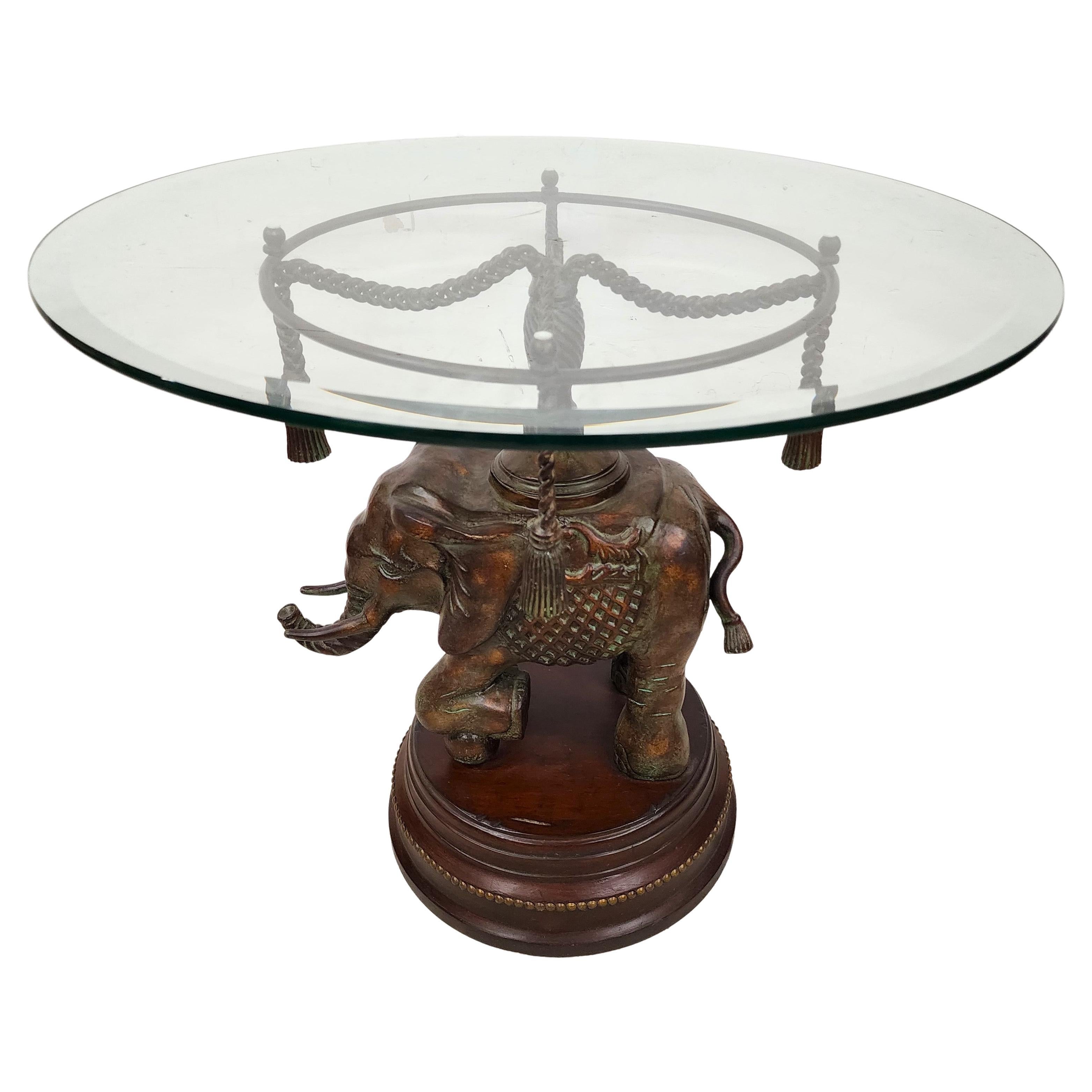 Bronze Elephant Pedestal Side Table For Sale