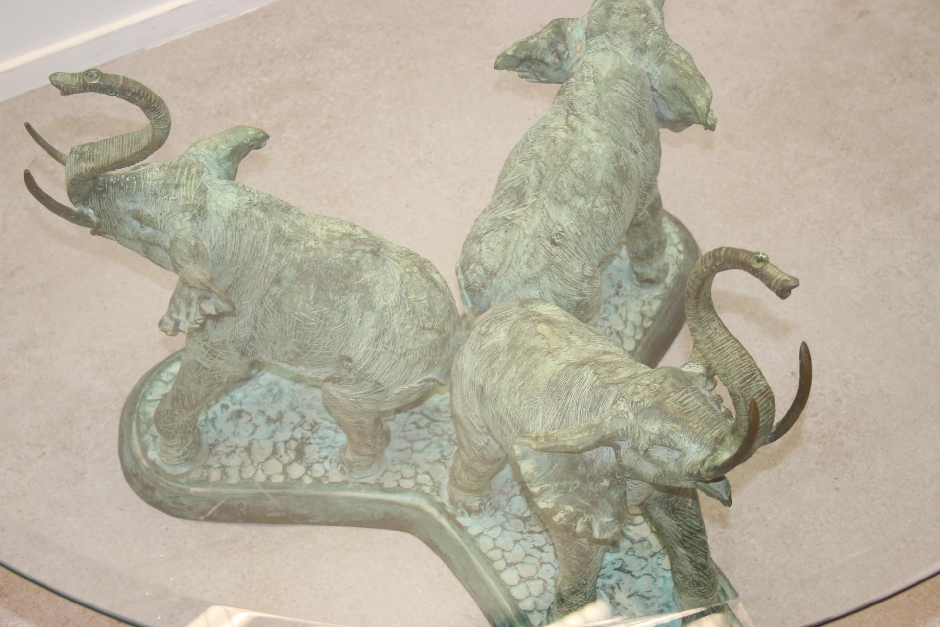Mid-Century Modern Bronze Elephant Table 70s For Sale