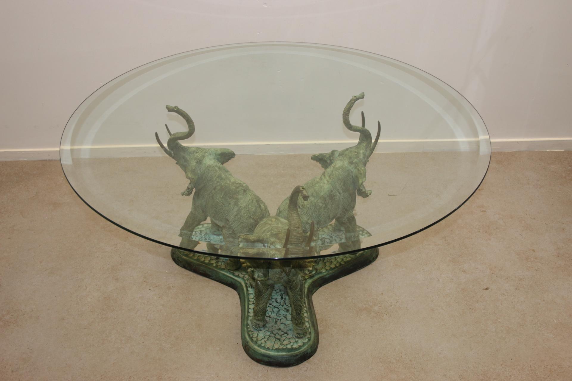 Late 20th Century Bronze Elephant Table 70s For Sale