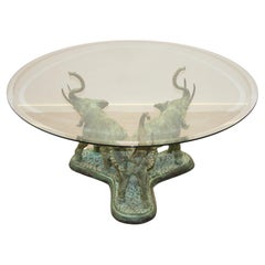 Retro Bronze Elephant Table 70s