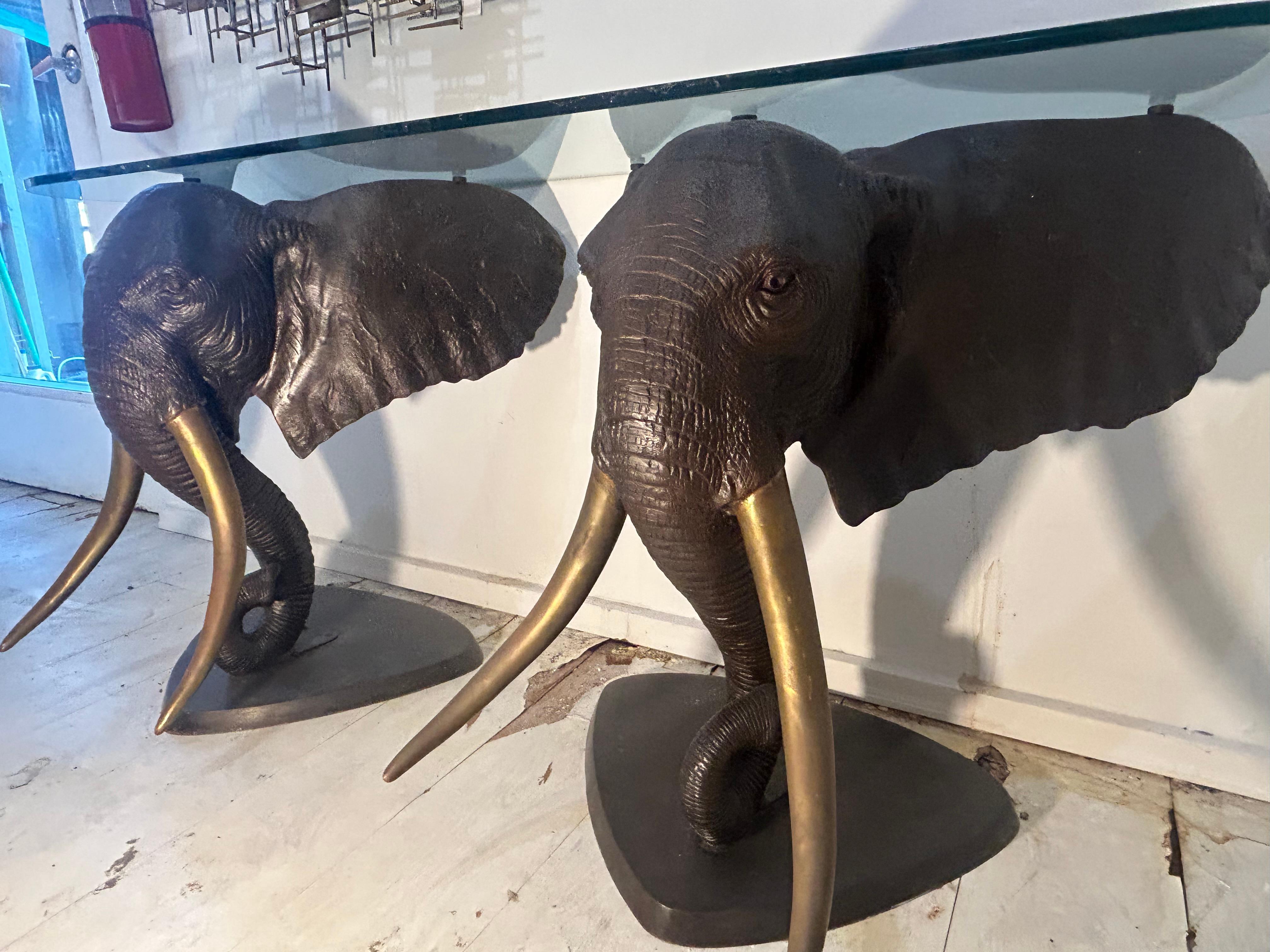 Bronze elephant table base. Two available For Sale 4