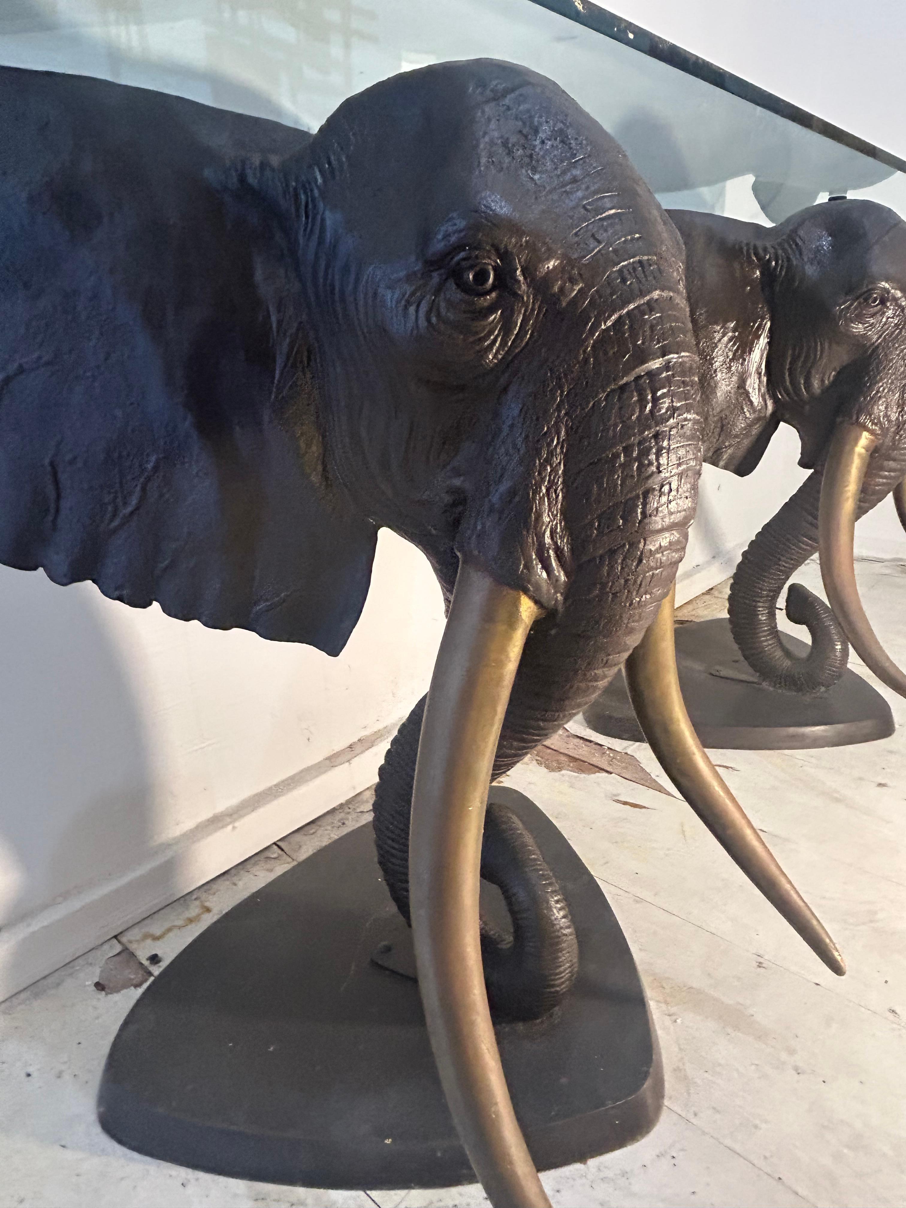 Bronze elephant table base. Two available For Sale 5