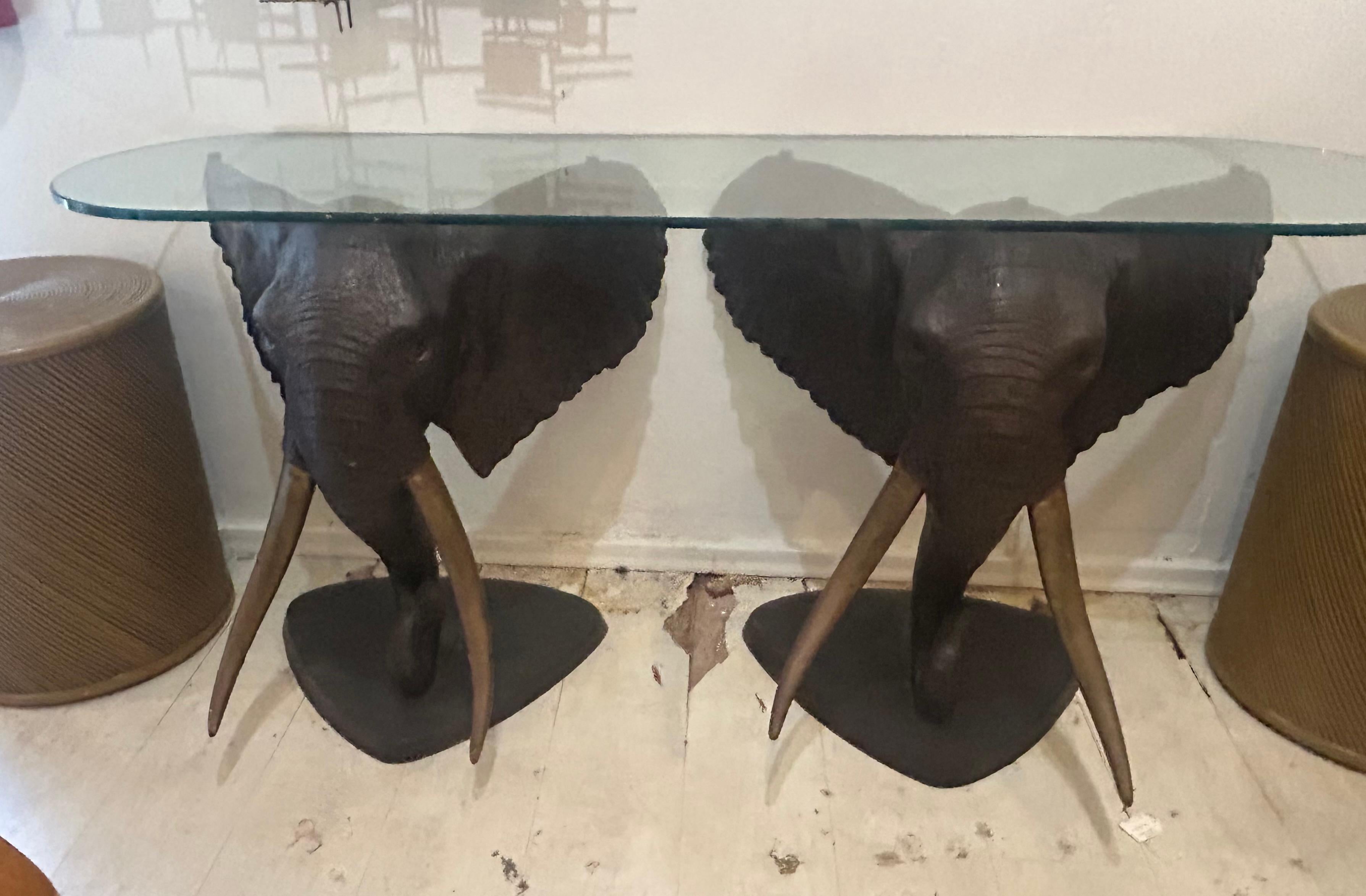 Bronze elephant table base. Two available For Sale 6