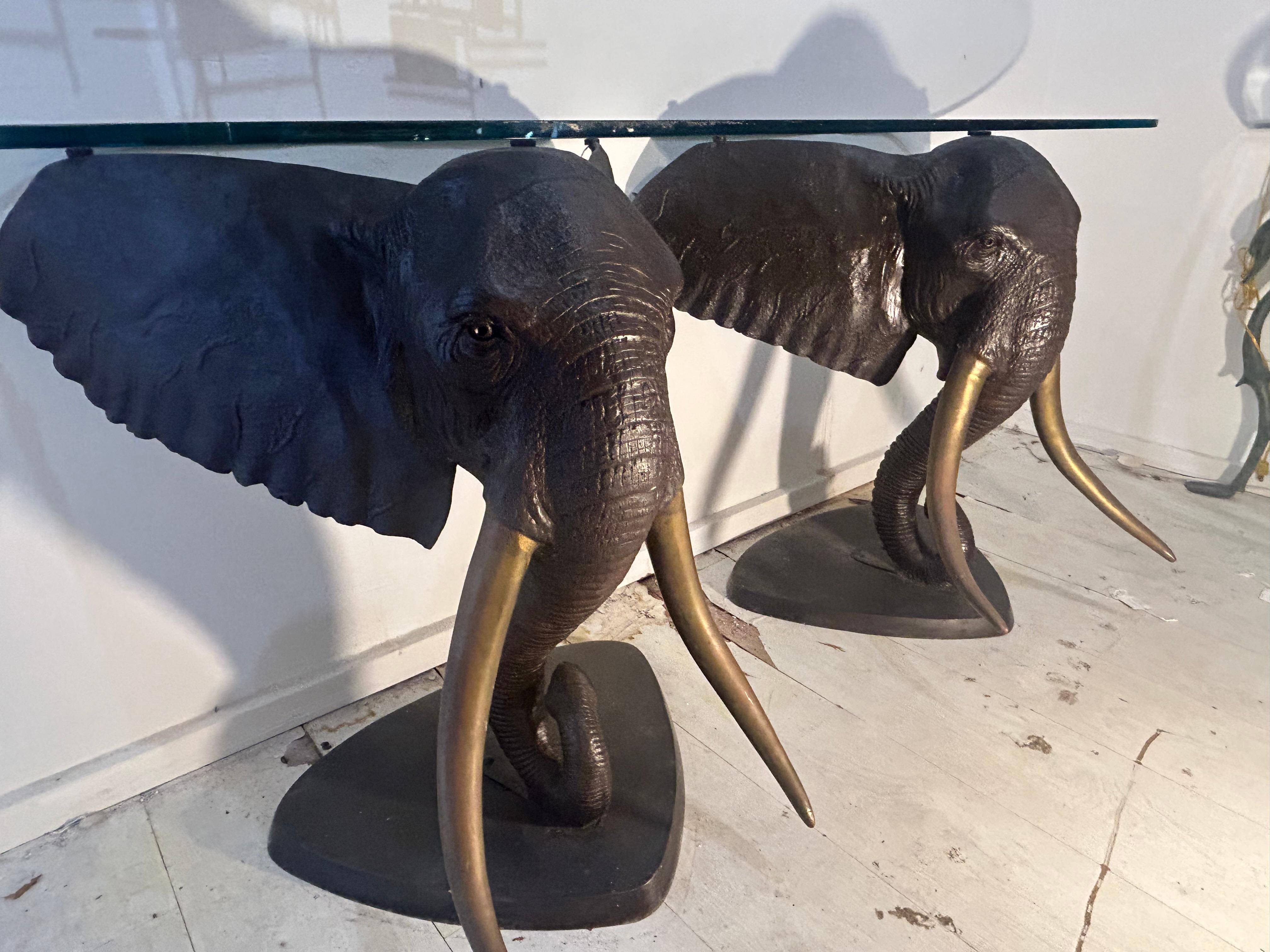 Bronze elephant table base. Two available For Sale 11