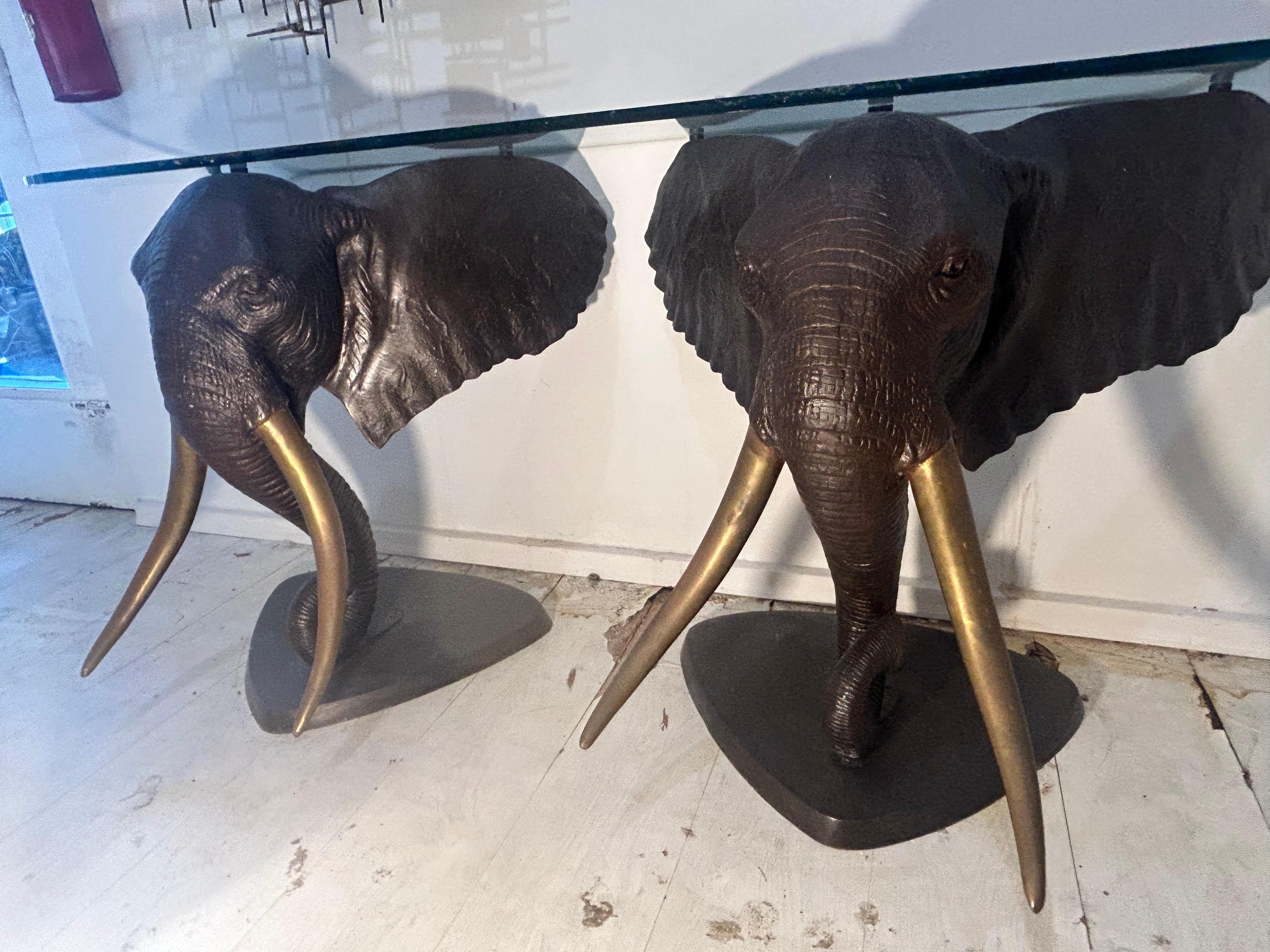 Bronze elephant table base. Two available For Sale 12