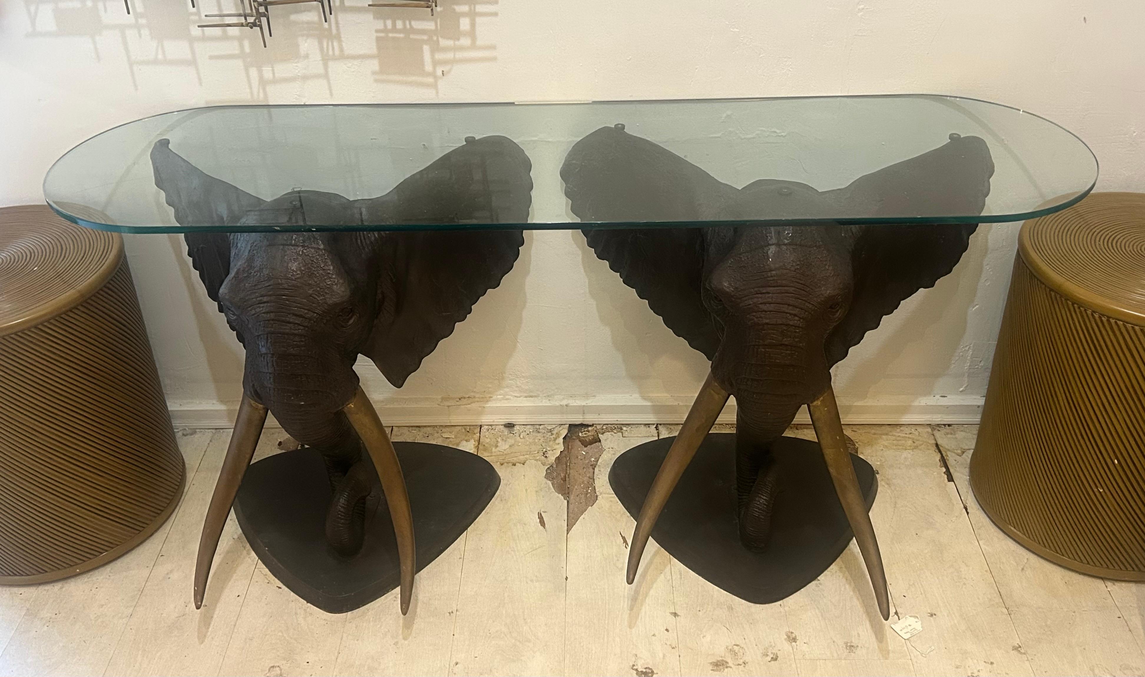 Bronze elephant table base. Two available For Sale 13