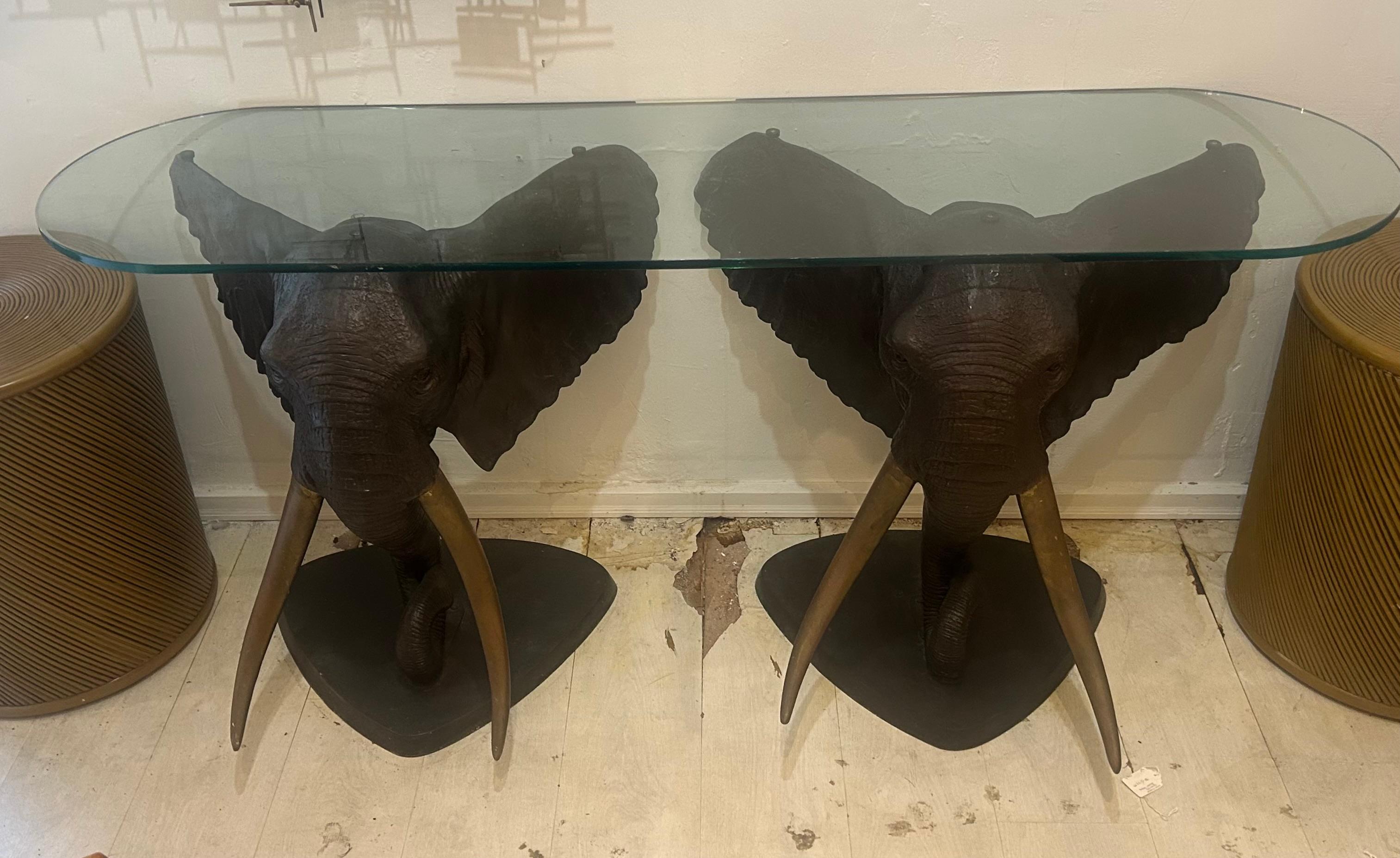 Bronze elephant table base. Two available For Sale 14