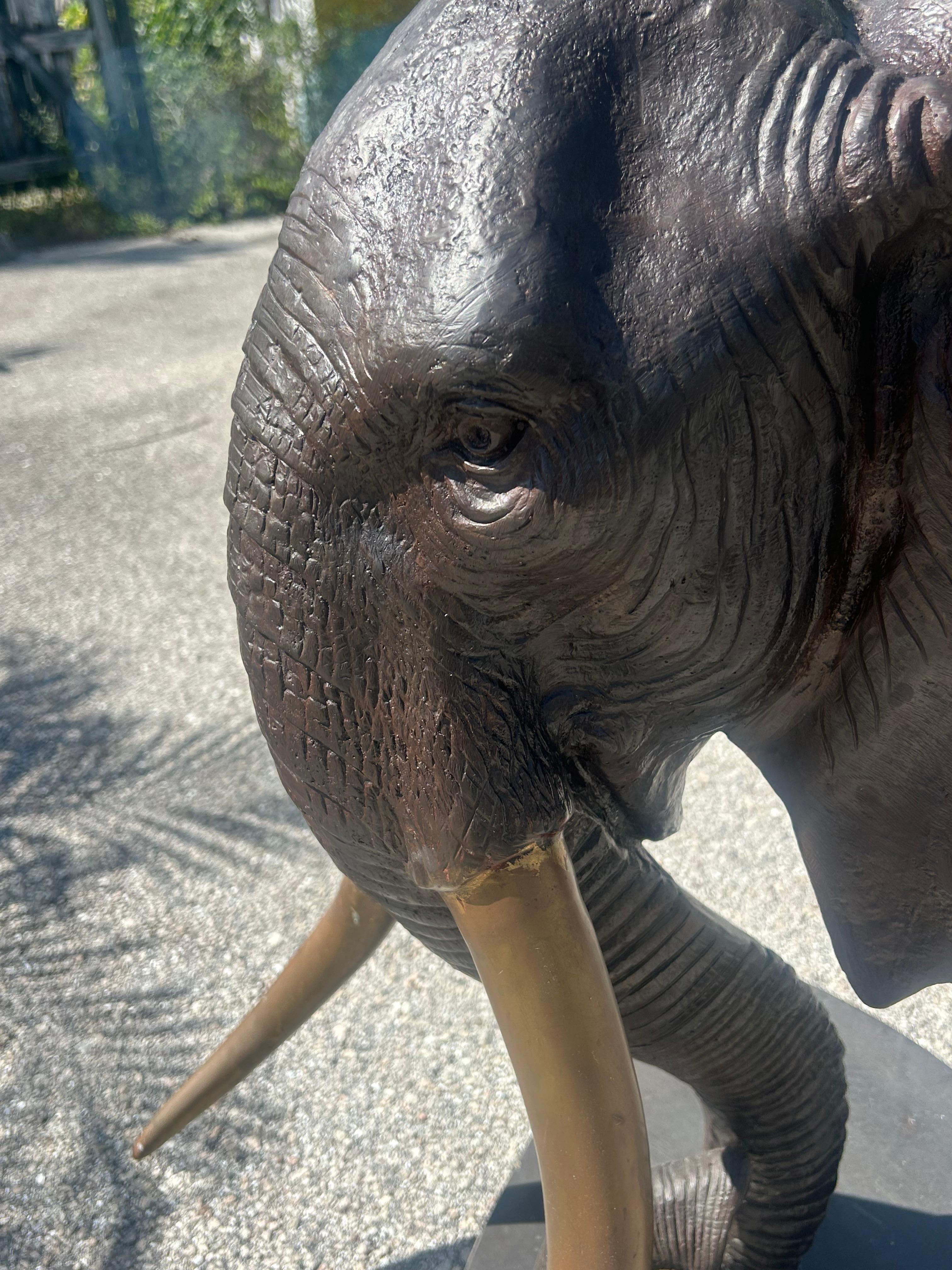 Aesthetic Movement Bronze elephant table base. Two available For Sale