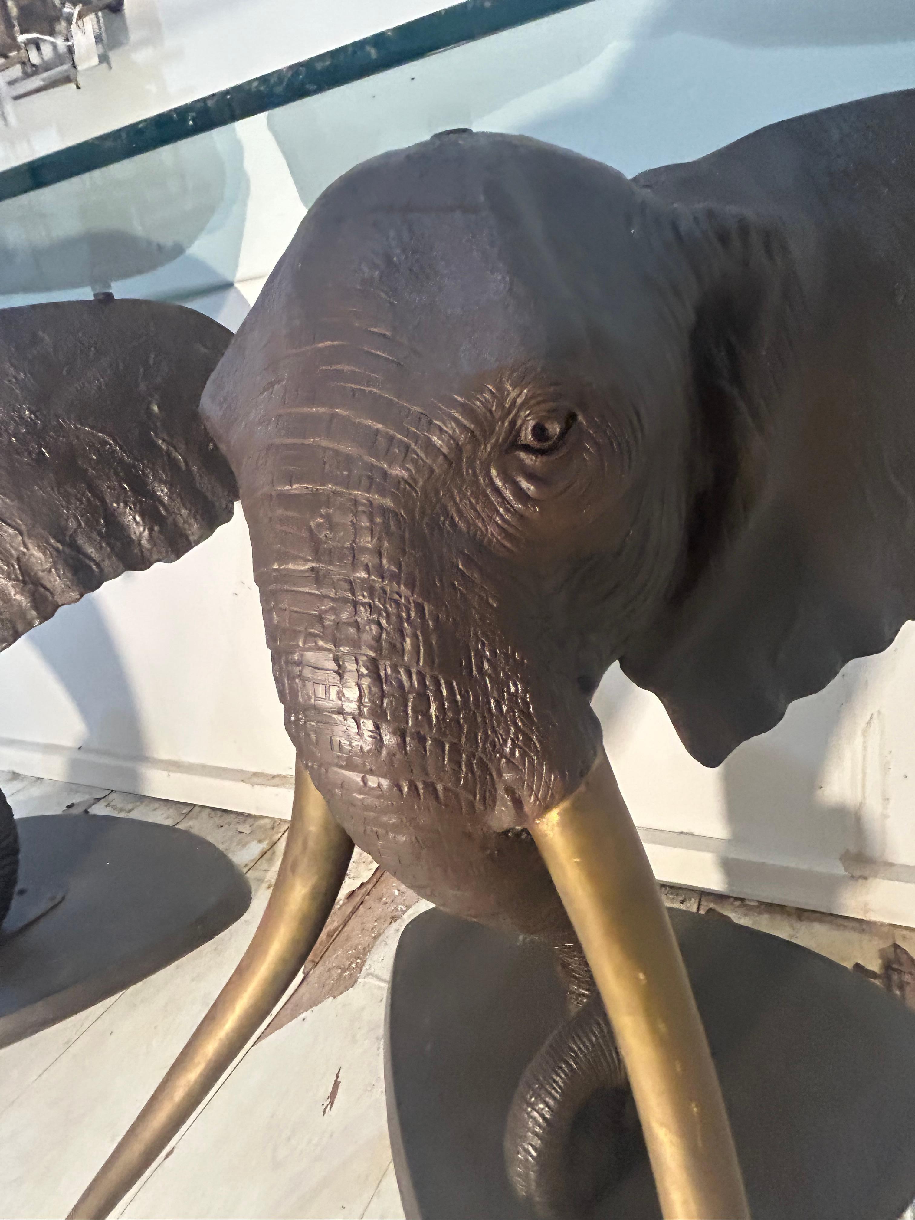 Bronze elephant table base. Two available For Sale 3
