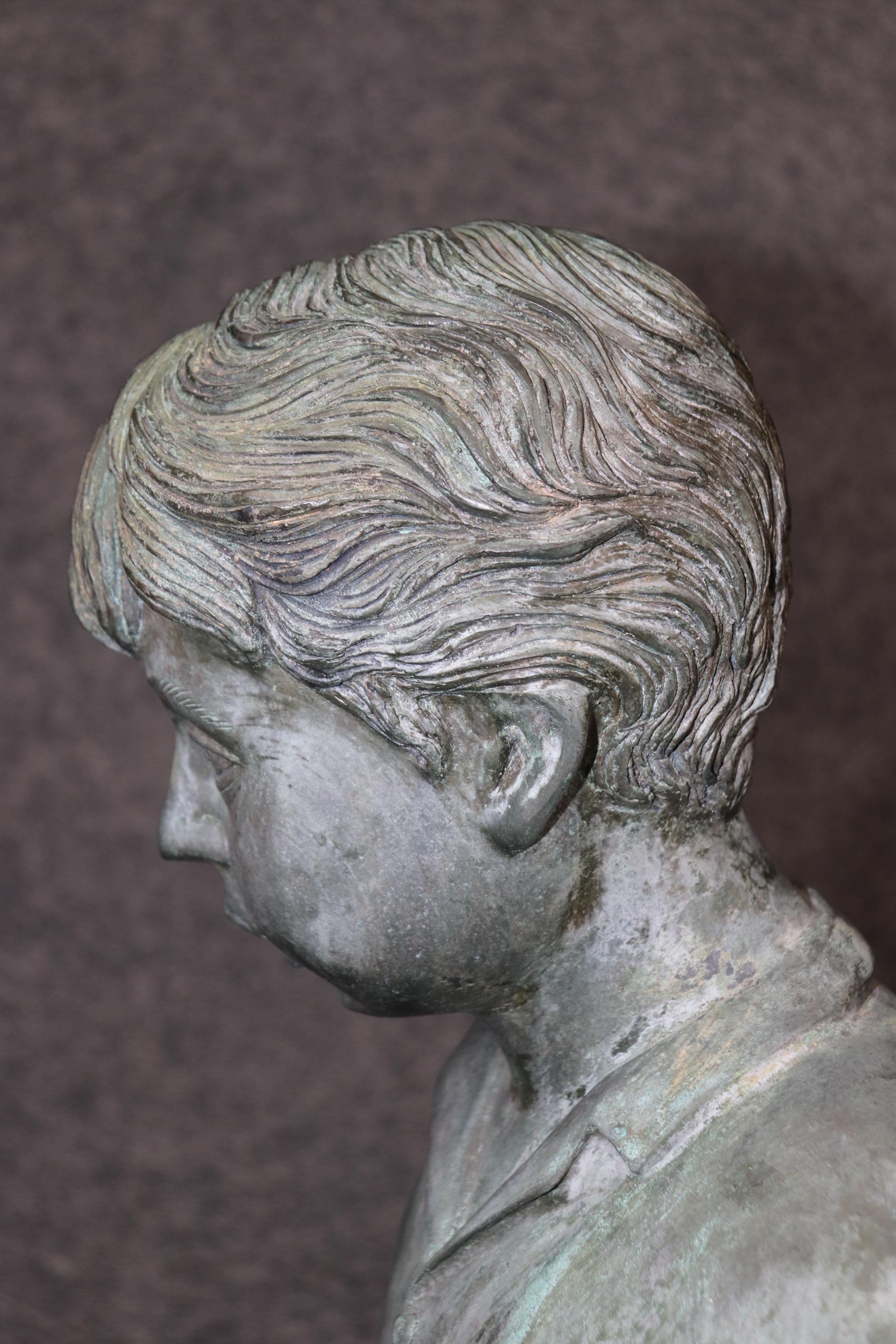 Bronze Elite by Henre in Verdi Gris Outdoor Statue of a Young Boy on a Rock For Sale 5