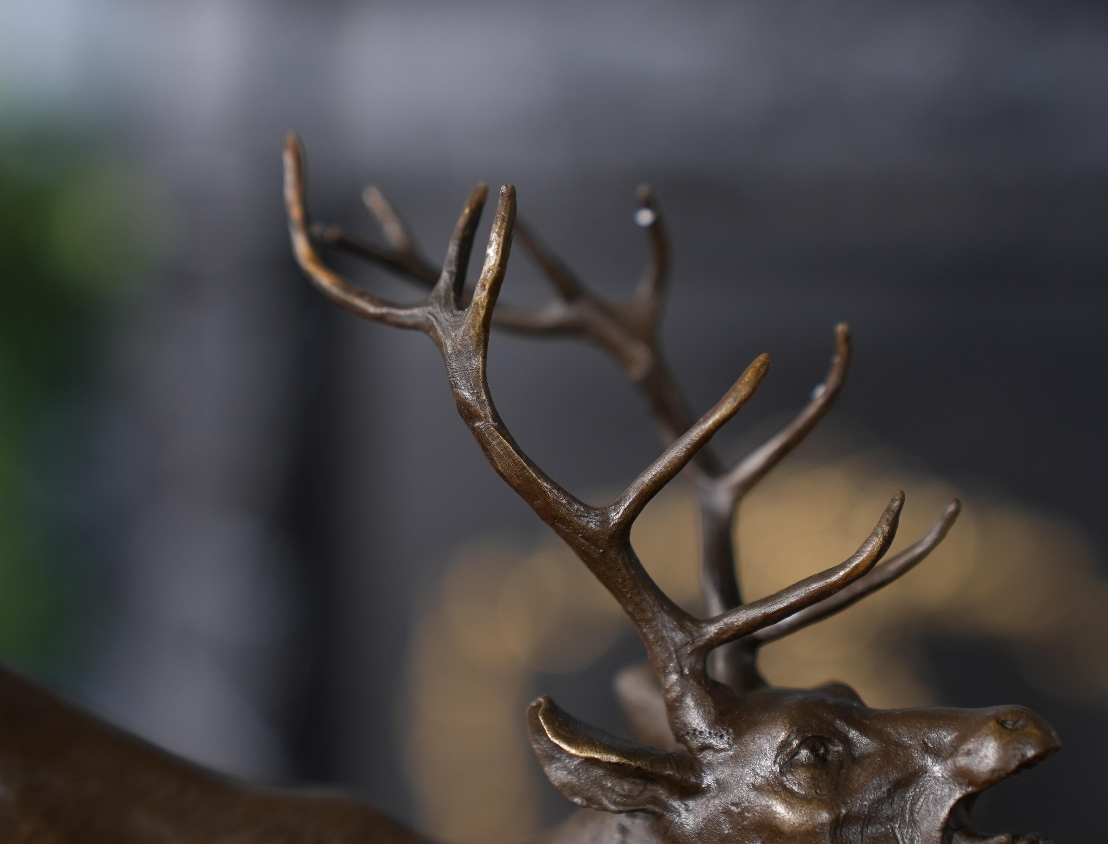 Bronze Elk on Marble Base For Sale 2