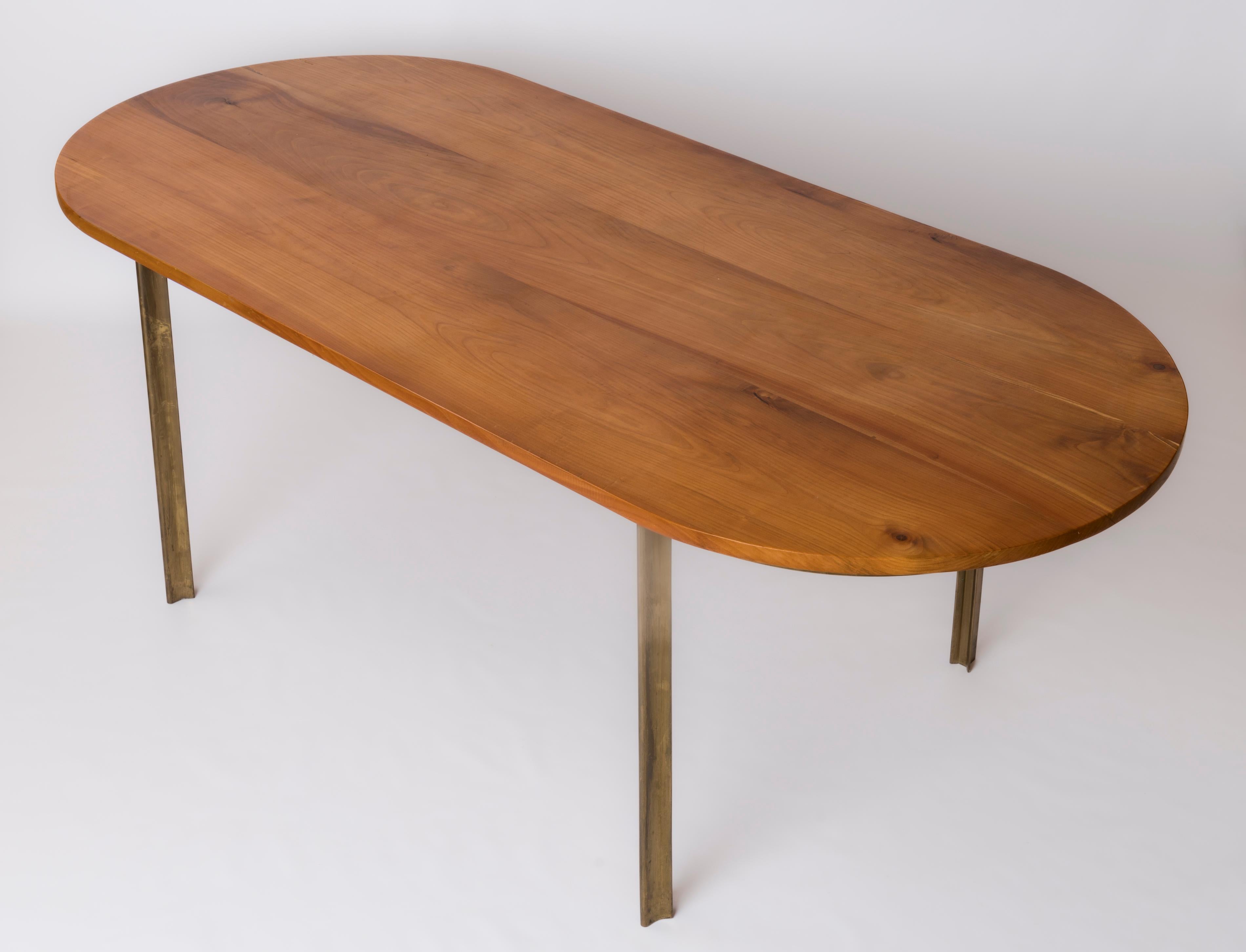 Bronze & Elm Dining Table att. J. Quinet for Maison Malabert, France, 1970's In Fair Condition For Sale In New York, NY