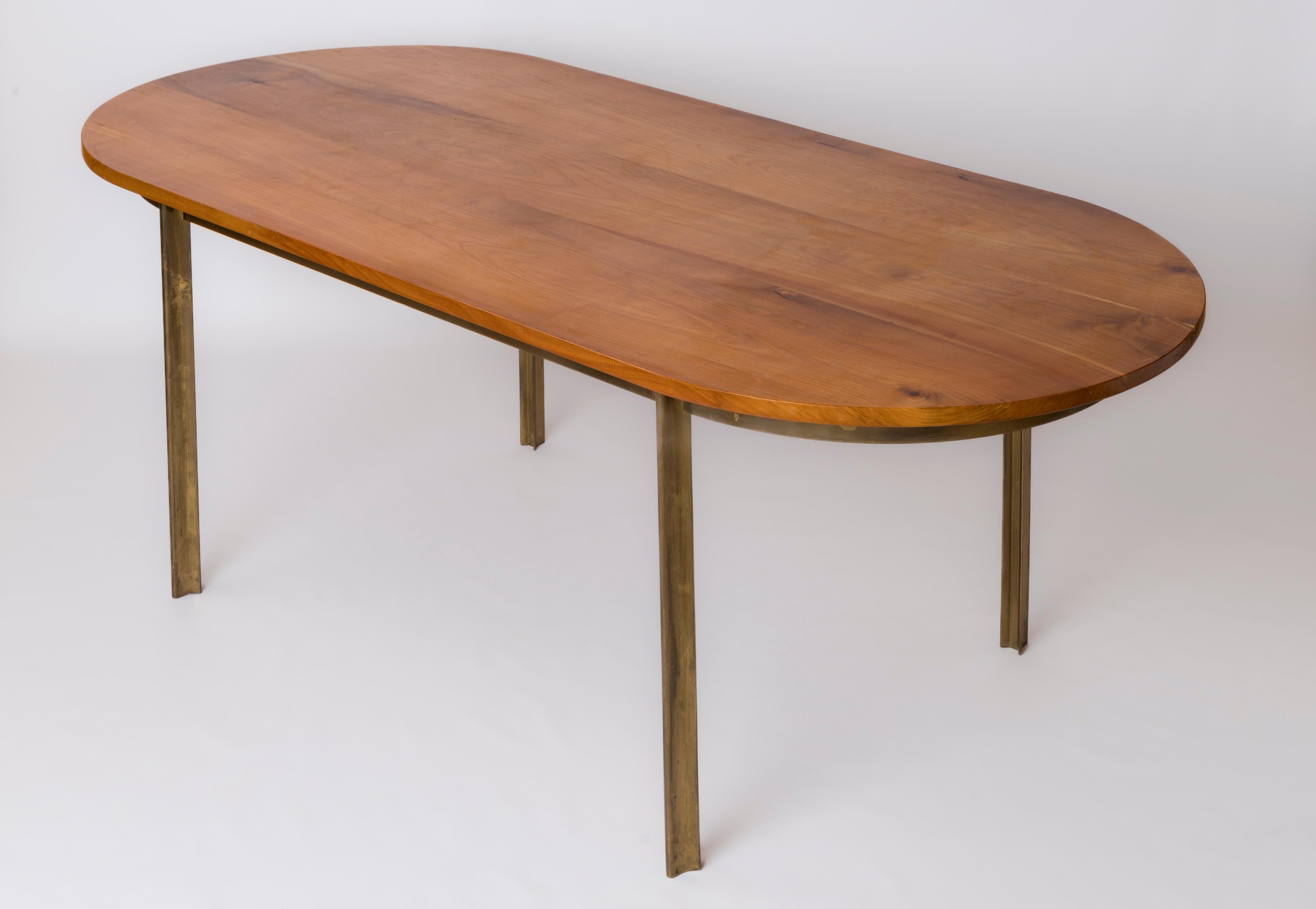 Late 20th Century Bronze & Elm Dining Table att. J. Quinet for Maison Malabert, France, 1970's For Sale