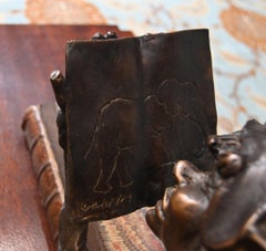 Bronze Elph Statue Reading Pixie Casting Celtic Fairy