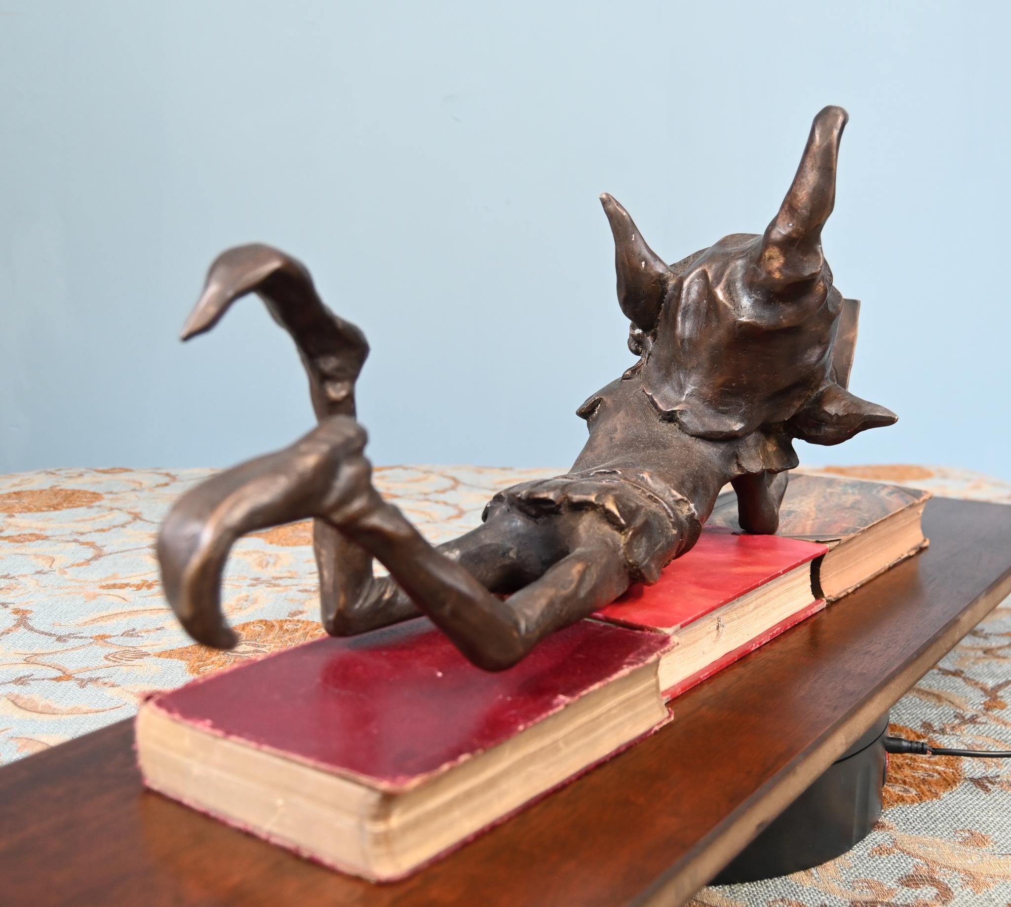 Bronze Elph Statue Reading Pixie Casting Celtic Fairy In Good Condition For Sale In Potters Bar, GB