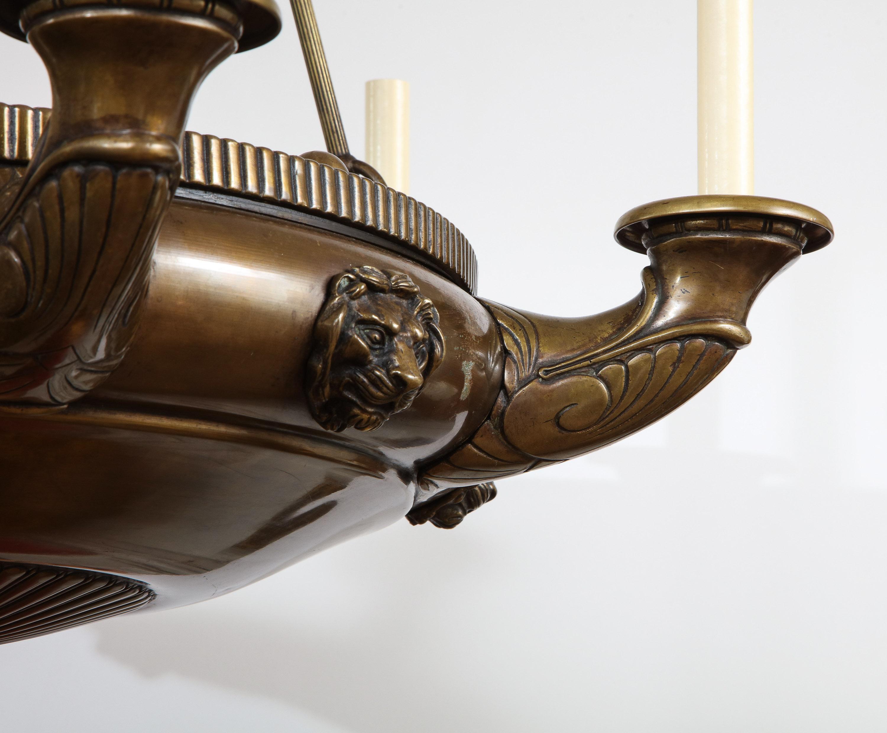 Bronze Empire Chandelier In Good Condition In Greenwich, CT